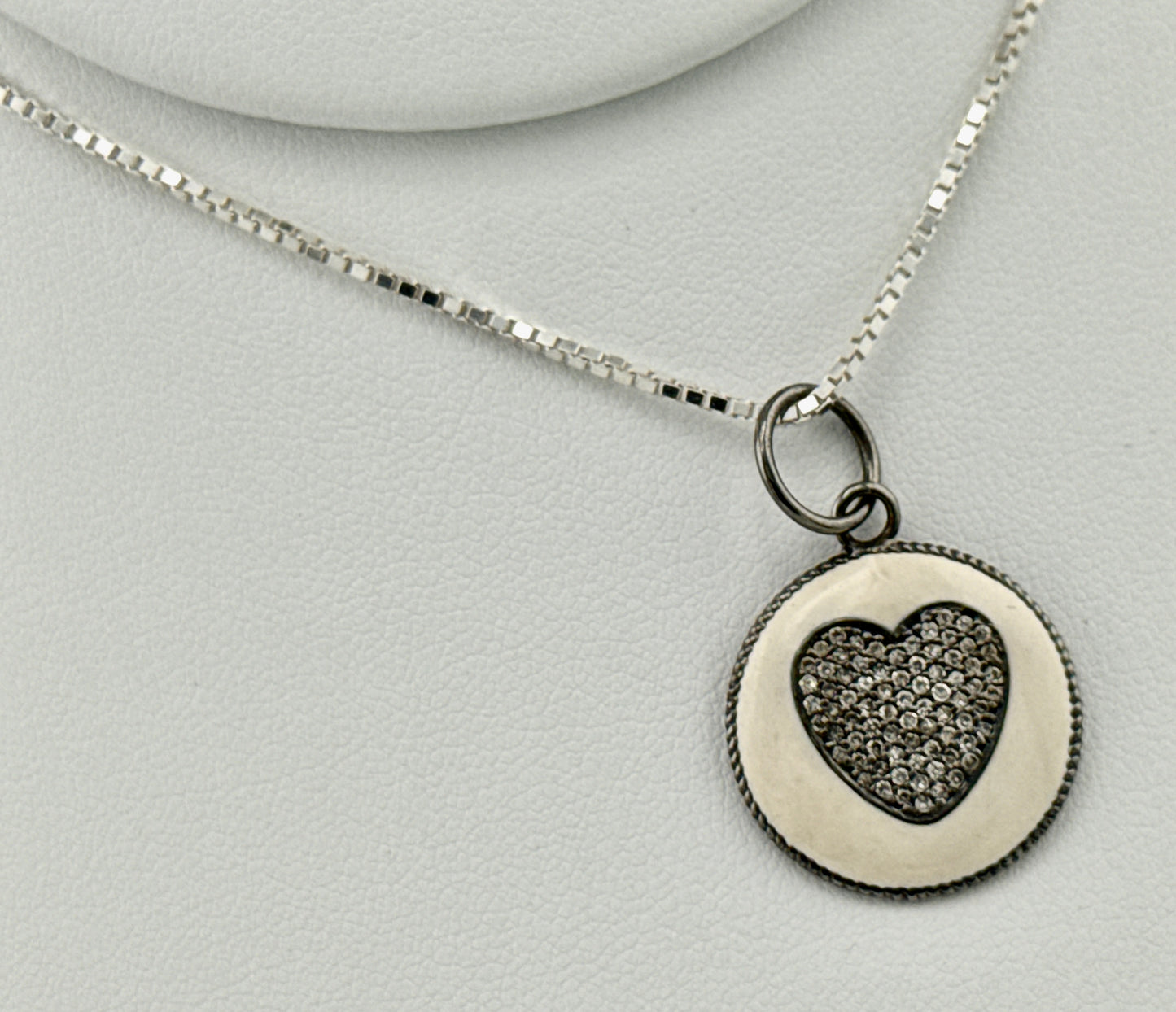 Circle with diamond heart necklace