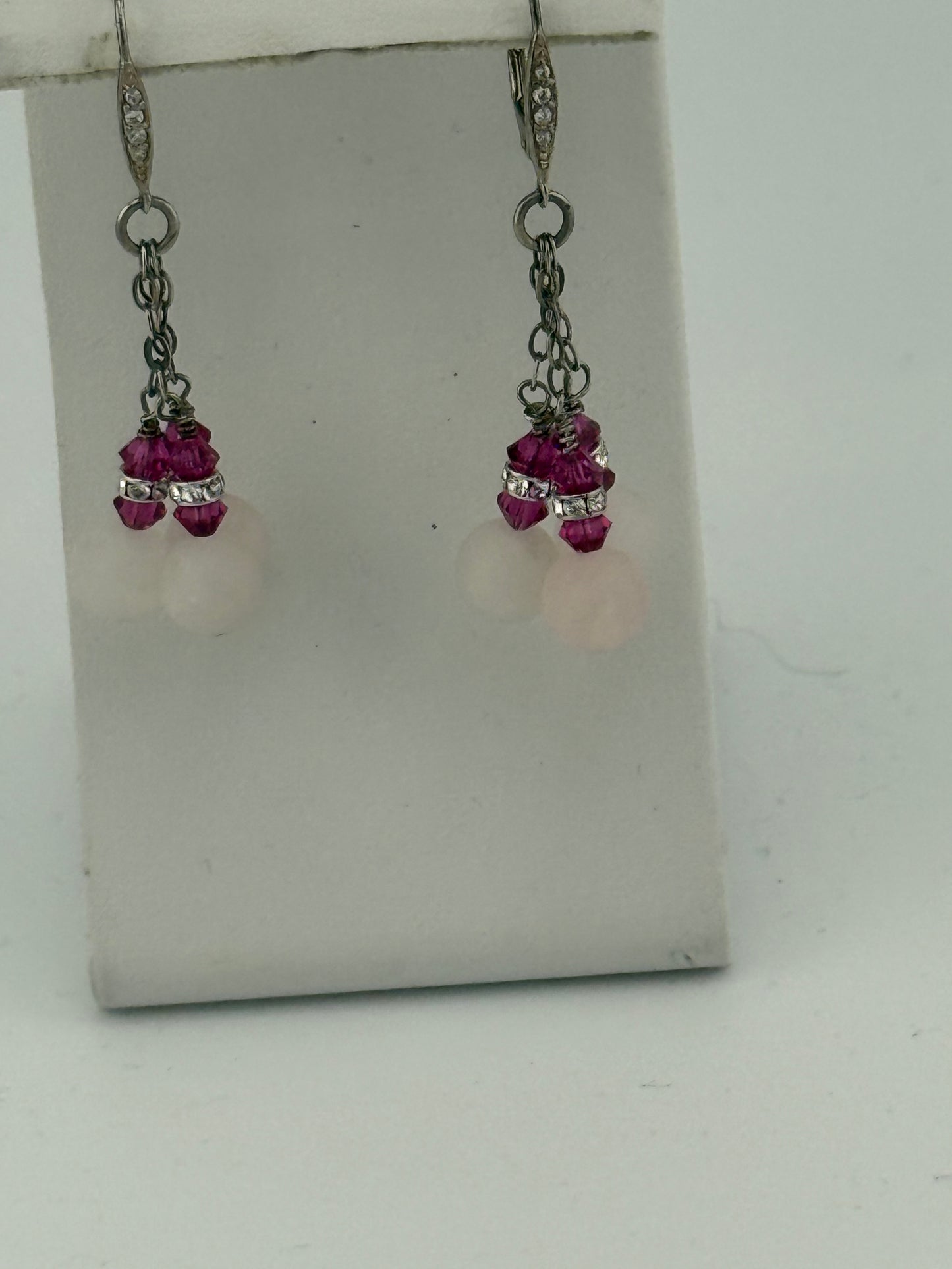 Rose Quartz & Swarovski Crystal Earrings