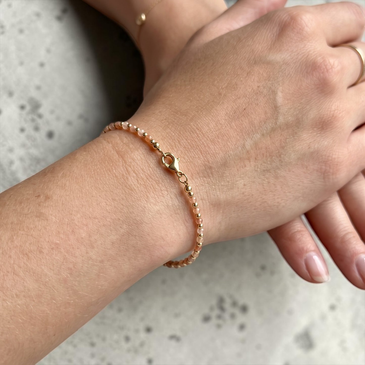 Peach Moonstone and Gold Filled Bracelet