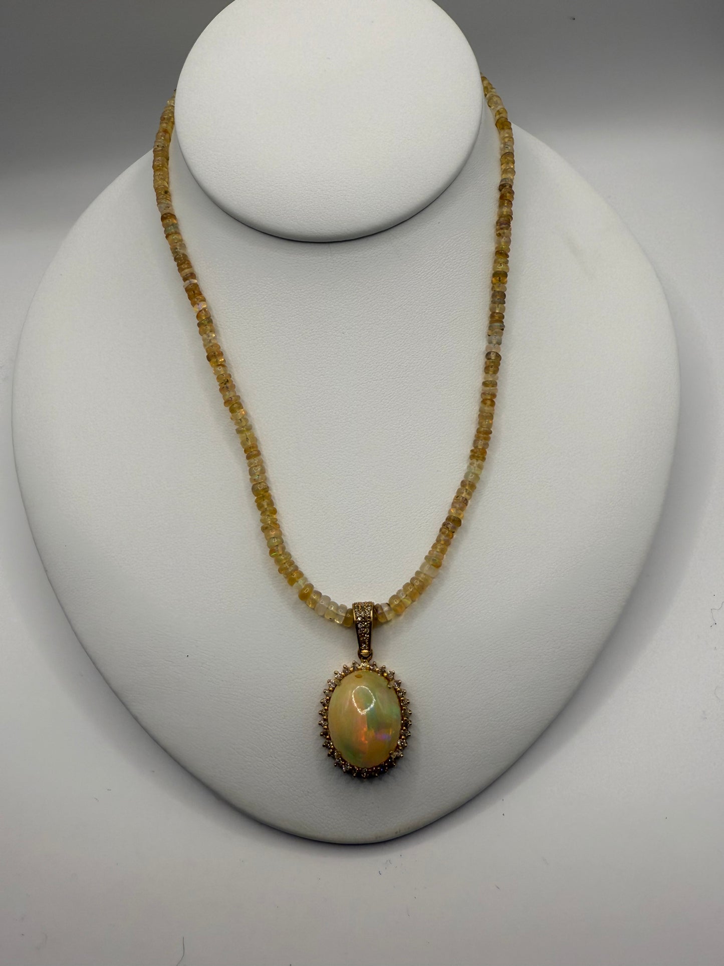 Genuine Opal and Diamond Necklace