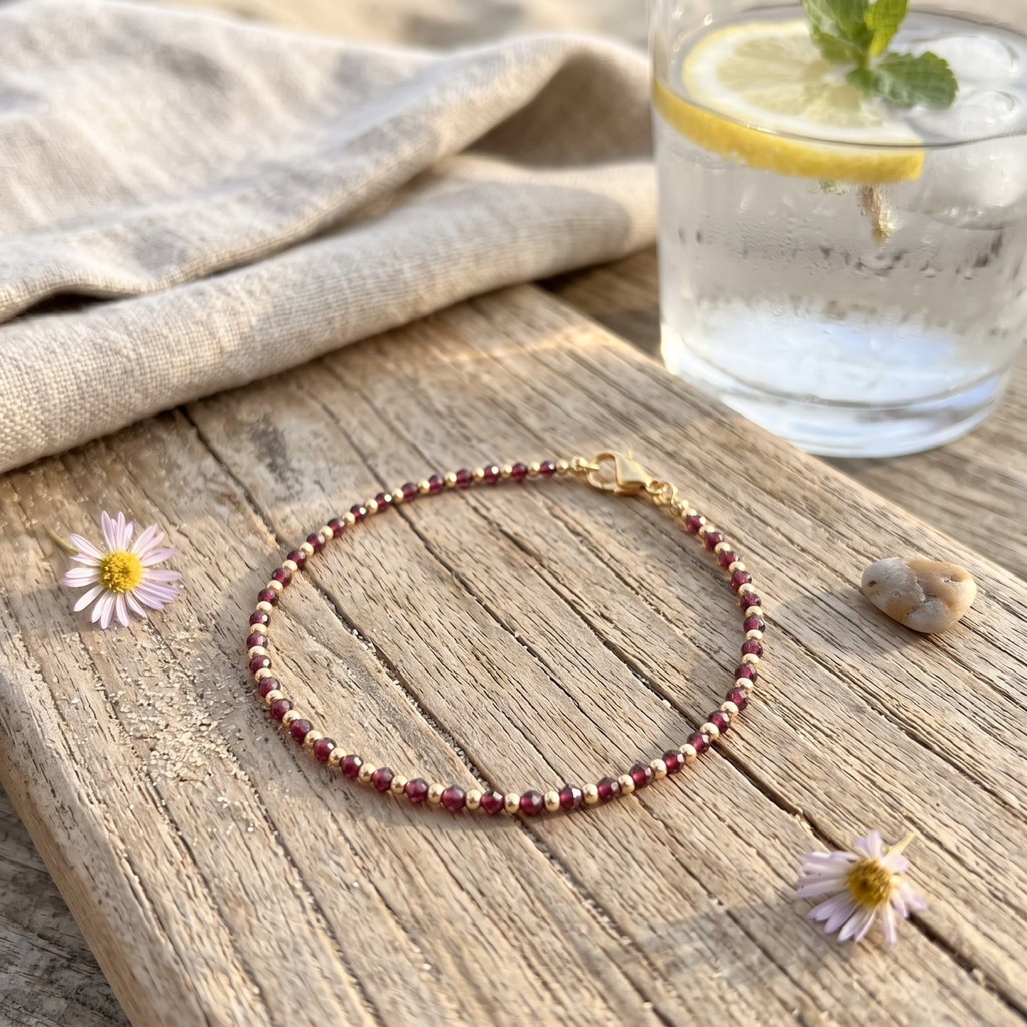 Garnet and Gold Filled Bracelet