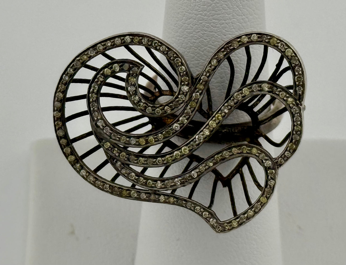 Diamond and Sterling Silver Freeform Heart Ring