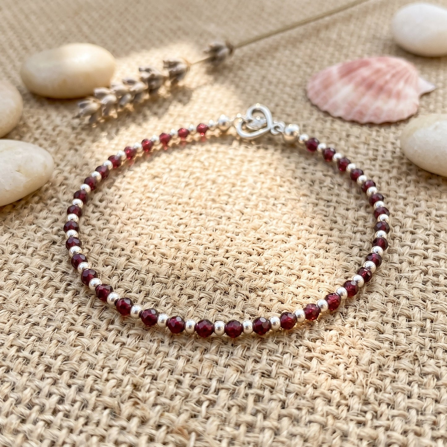 Garnet and Sterling Silver Bracelet
