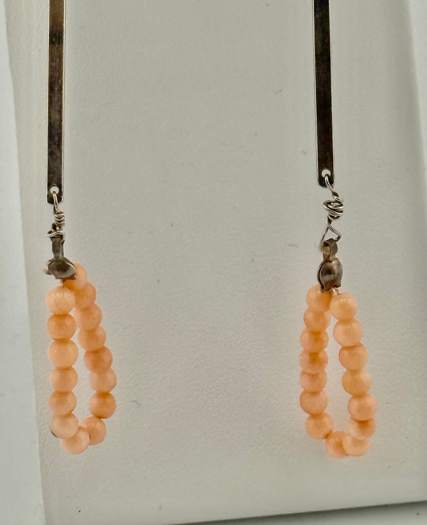 Pink Coral and Sterling Silver Earrings