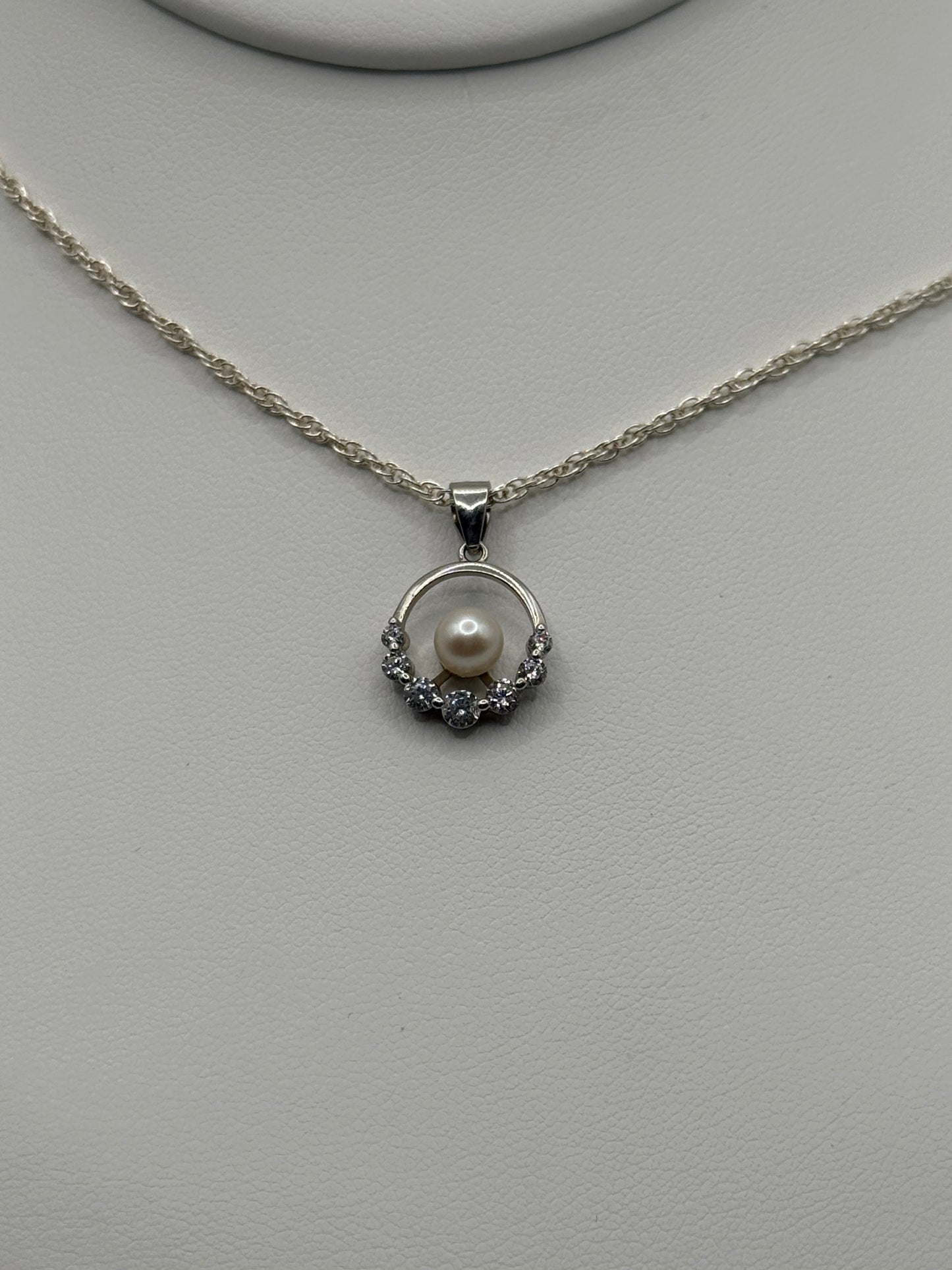 Small Pearl and Sterling Silver Necklace