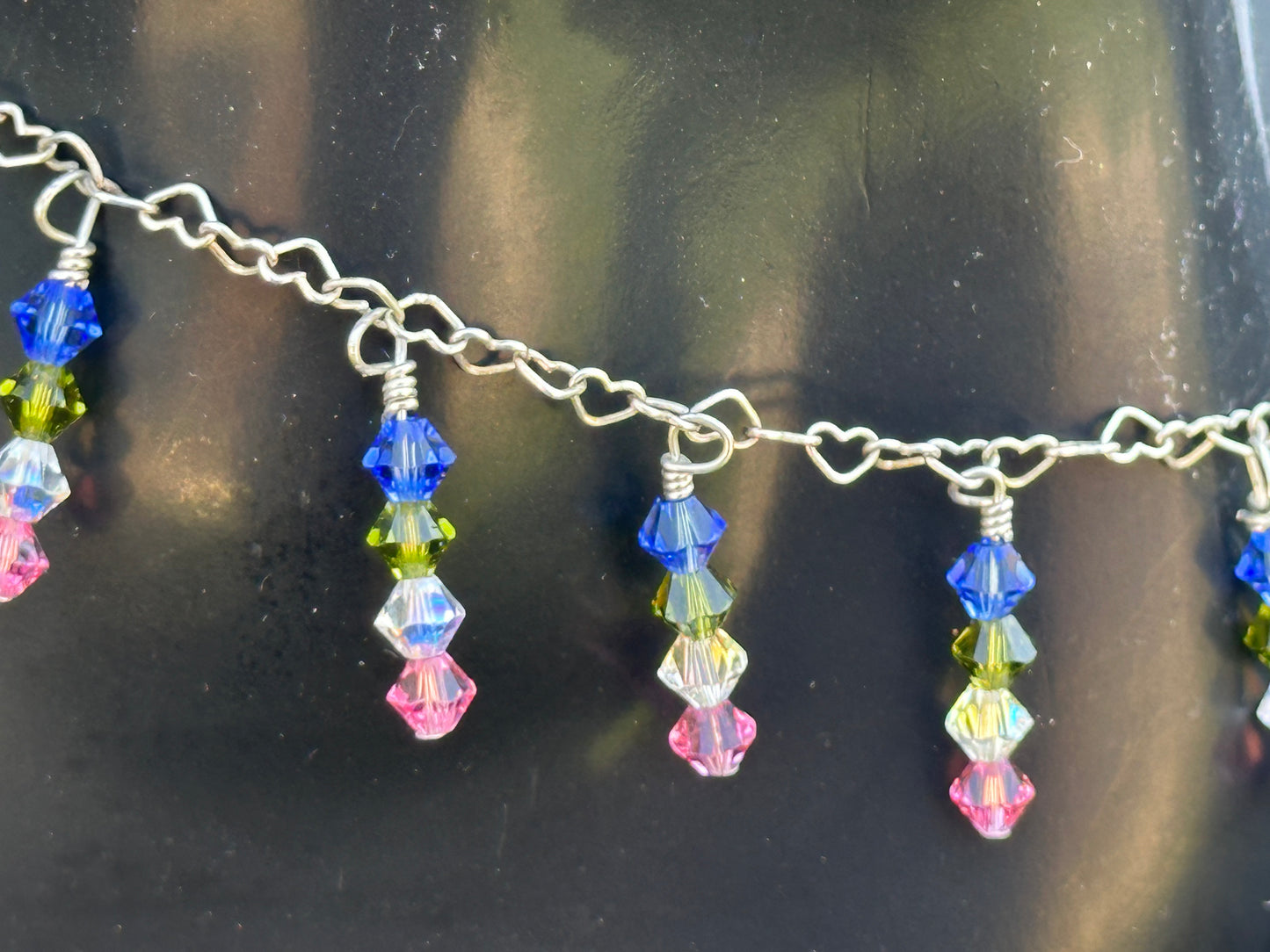 Swarovski Crystal and Heart Chain Anklet