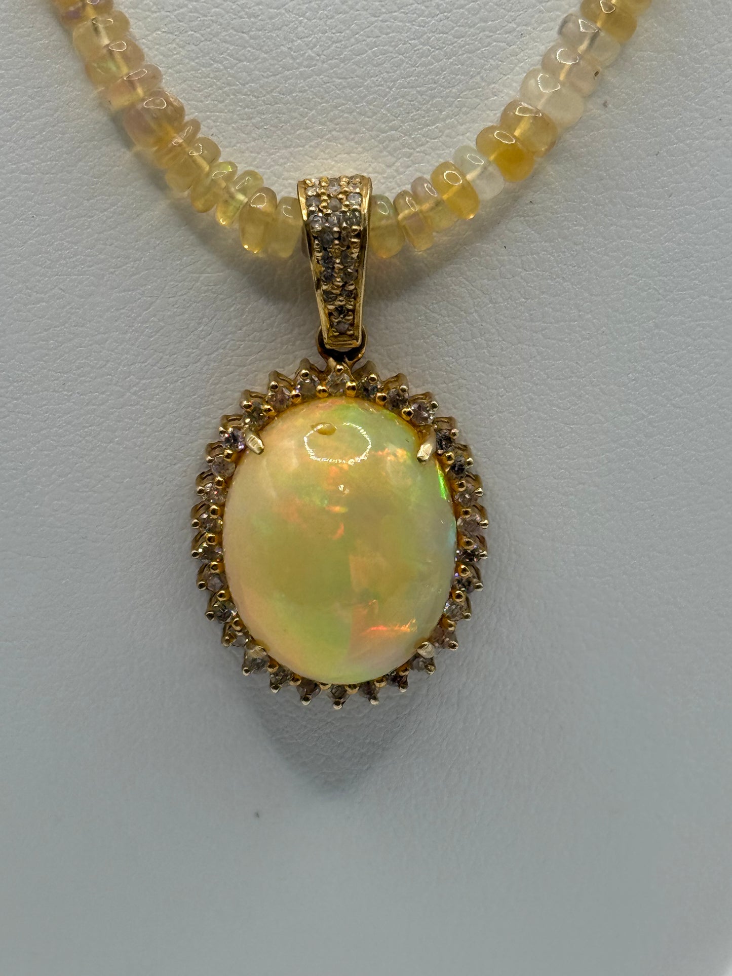 Genuine Opal and Diamond Necklace