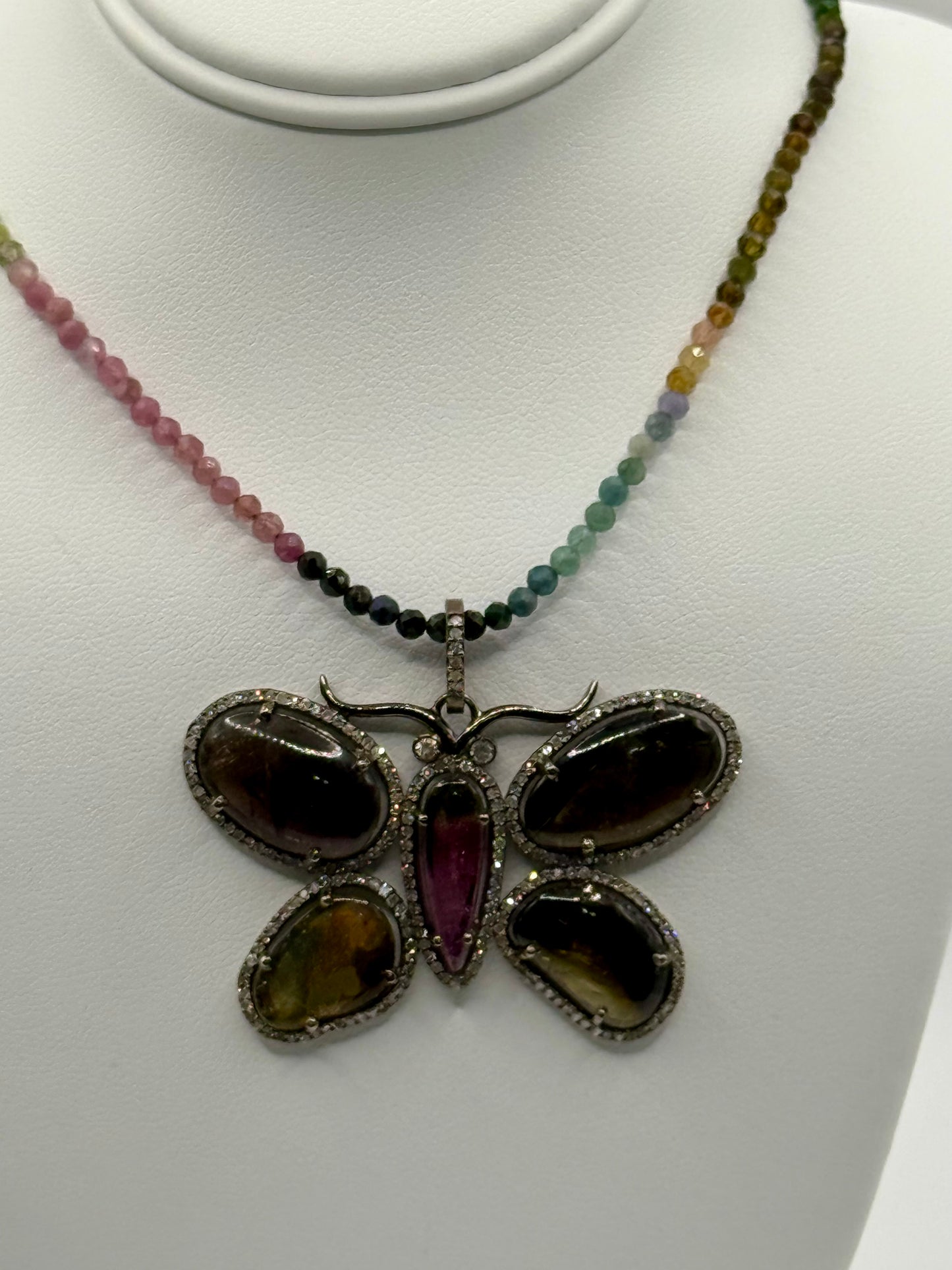 Sapphire and Diamond Butterfly Necklace