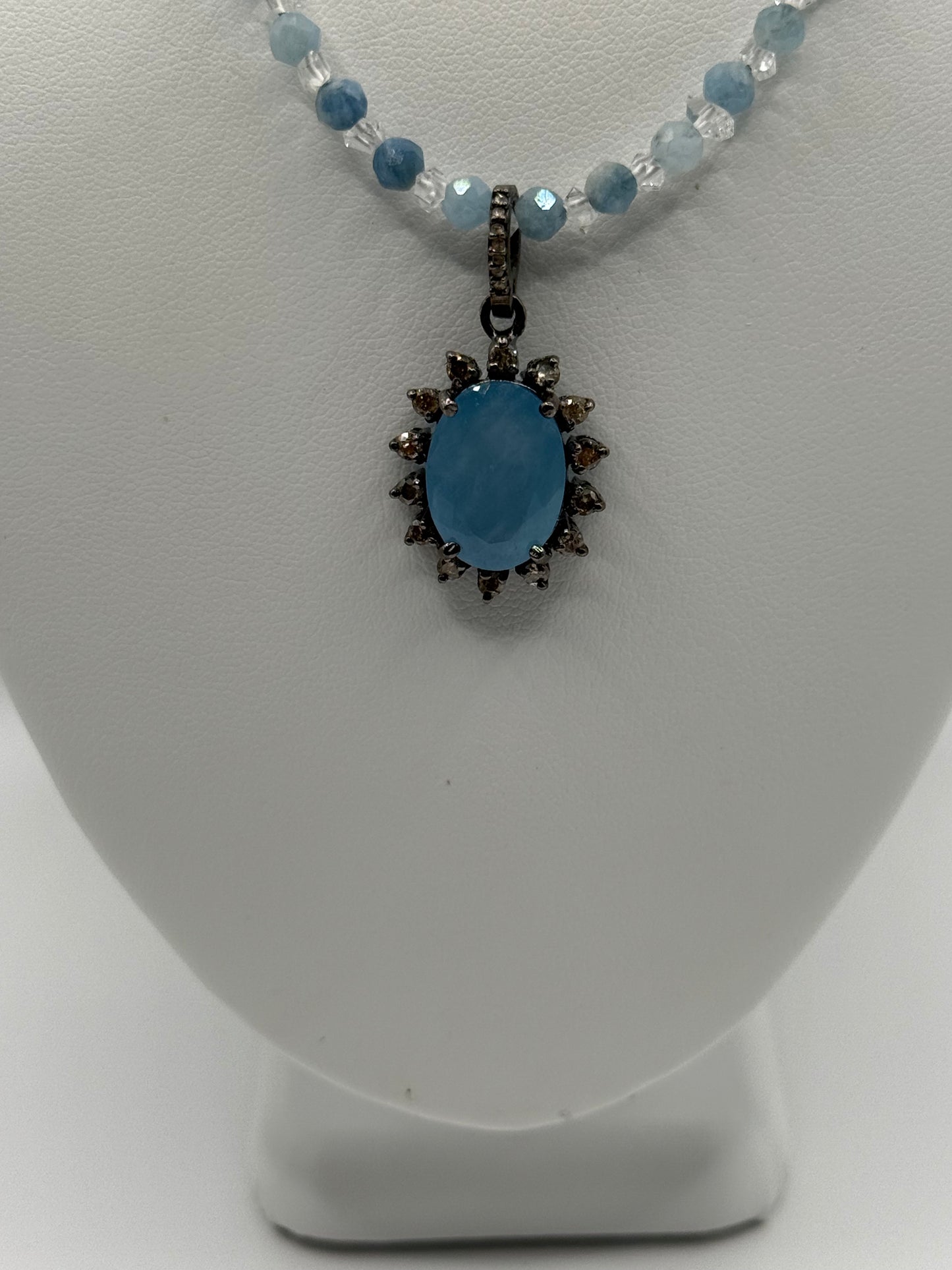 Aquamarine and Diamond Necklace