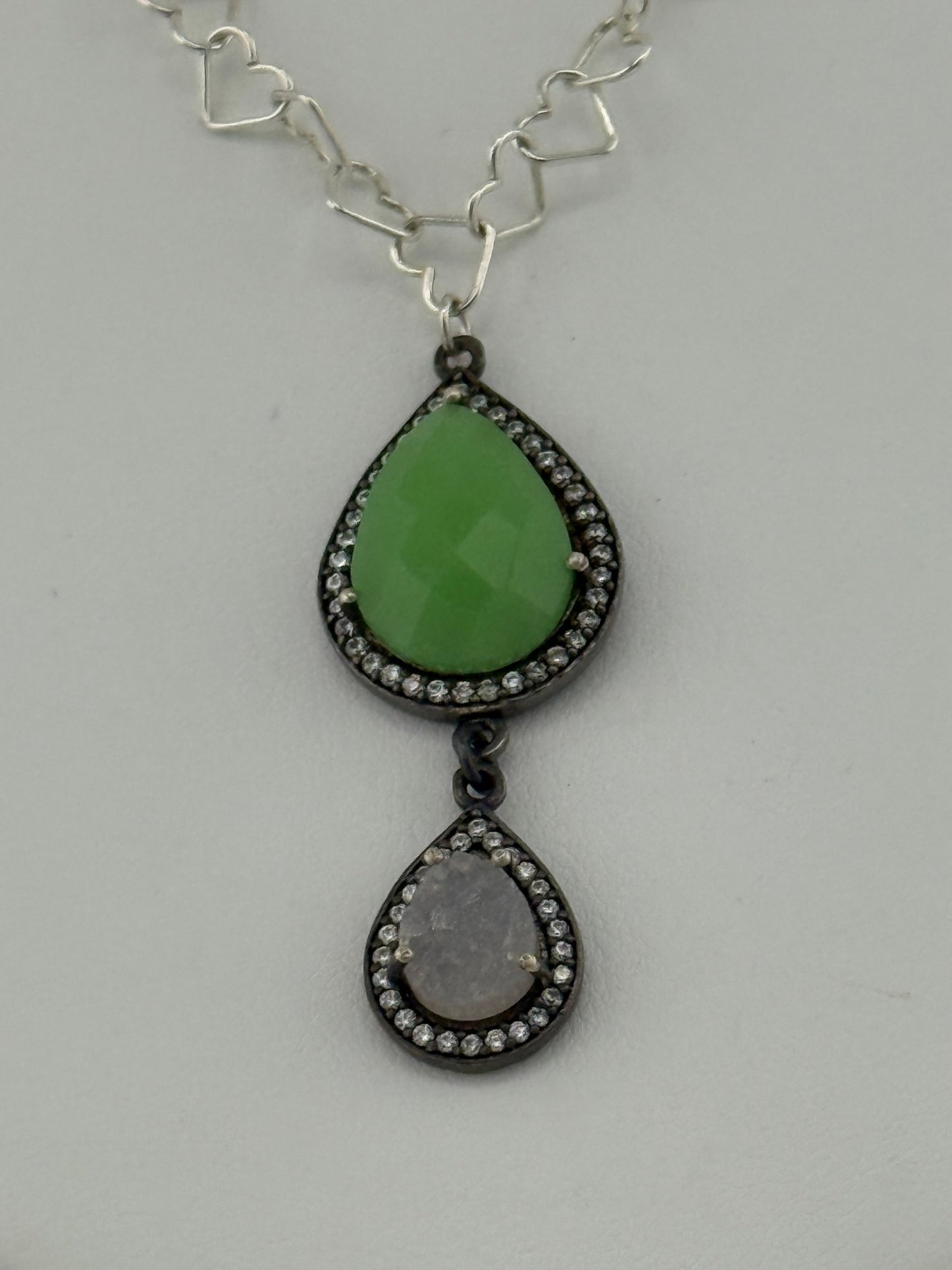 Chalcedony Druzy Quartz White Topaz & Sterling Silver