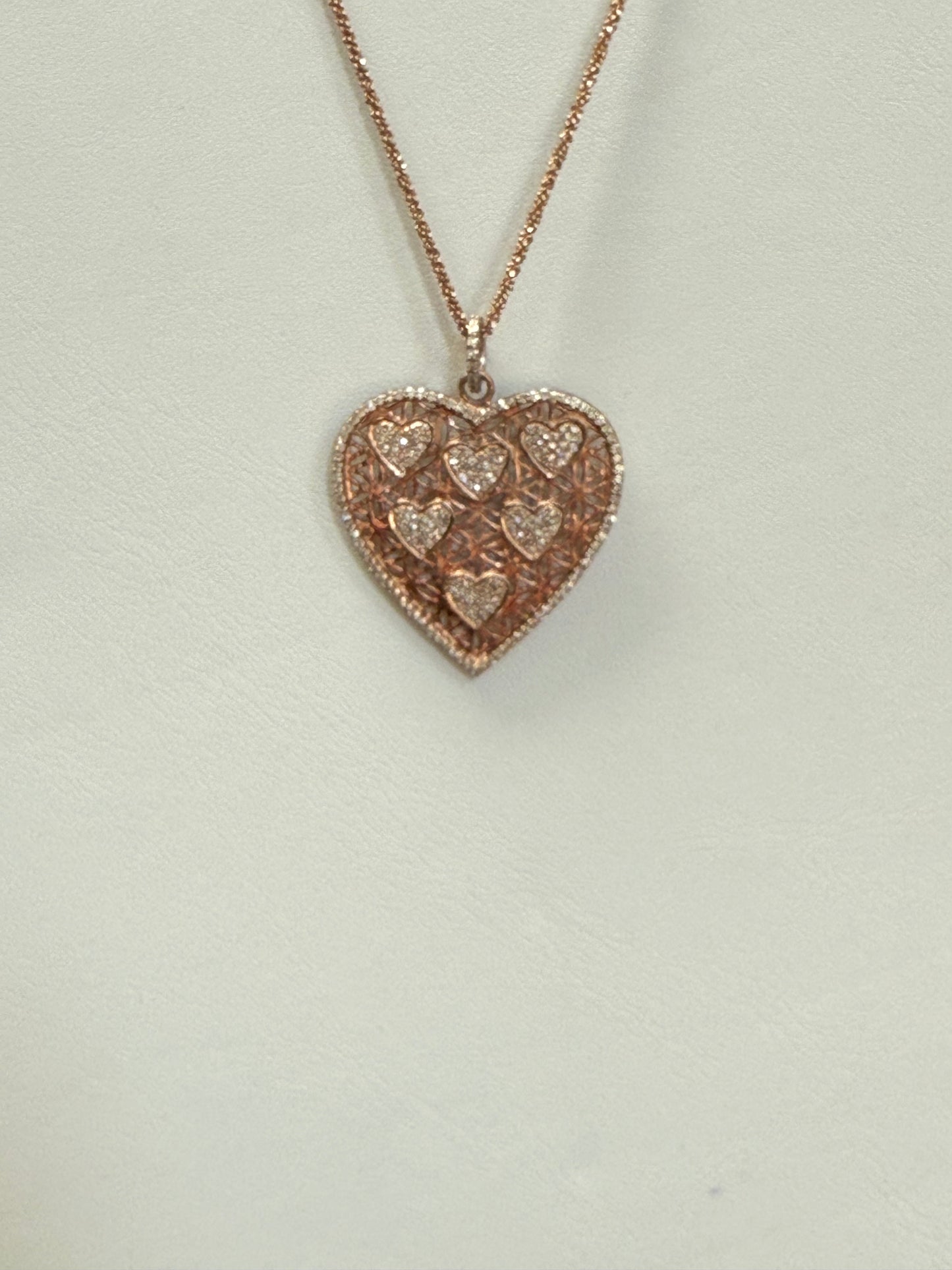 Heart Diamond Necklace Rose Gold