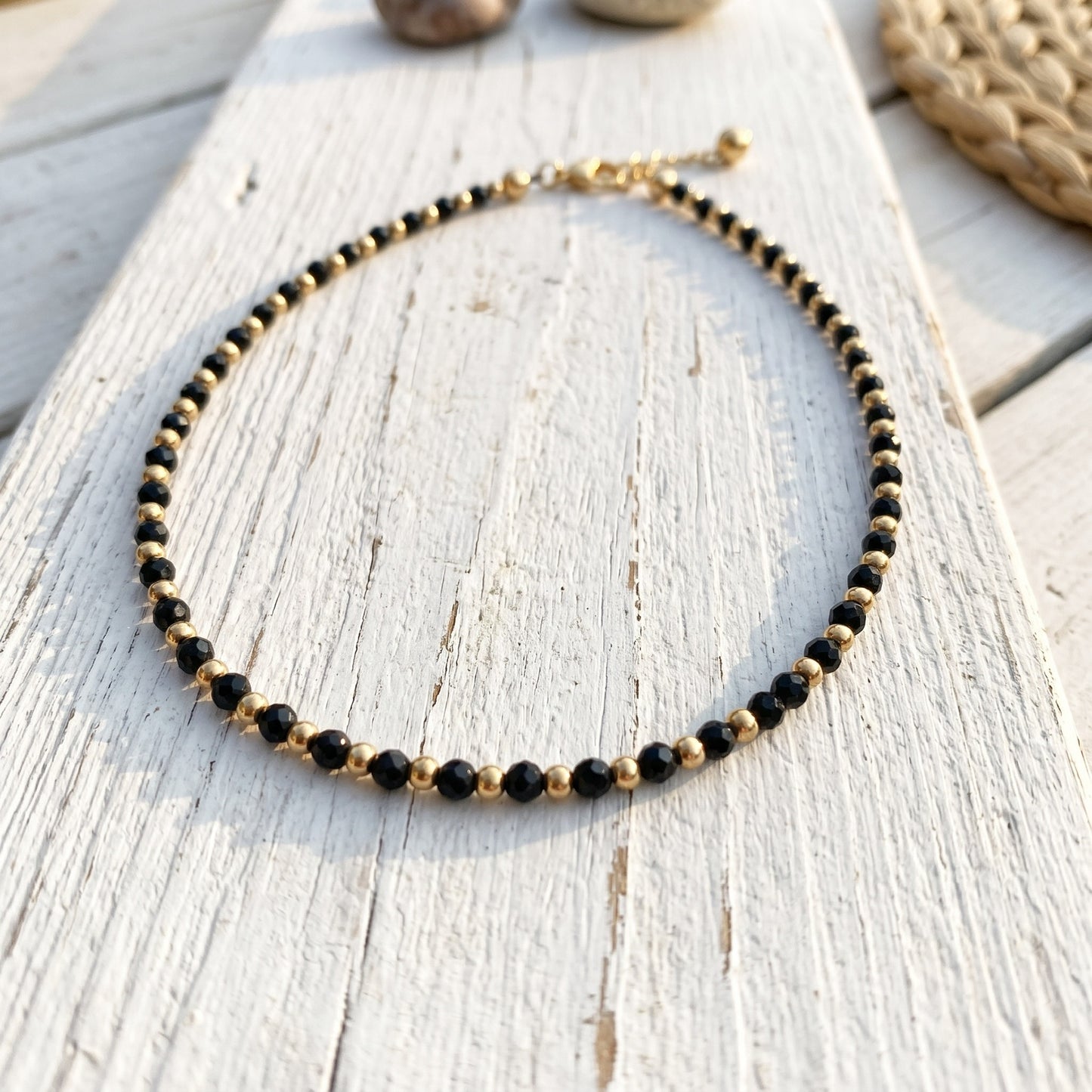 Black Spinel and Gold Filled Bracelet