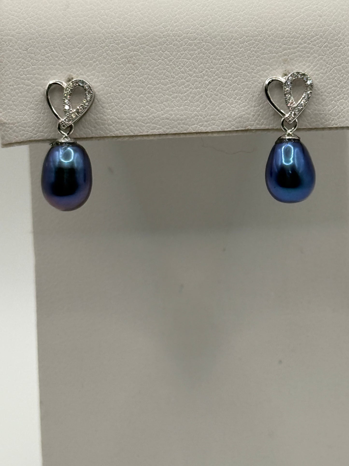 Heart and Peacock Pearl Earrings
