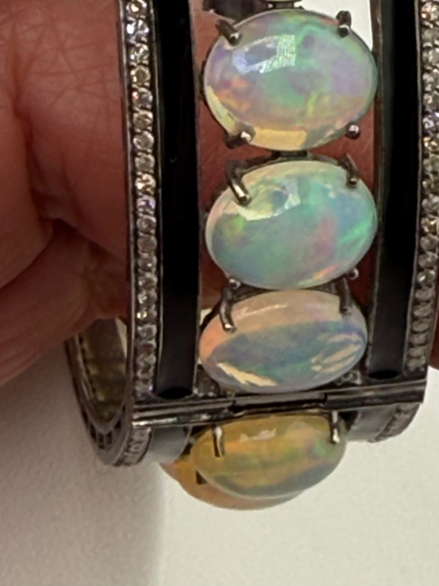 Opal Diamond Enamel Bangle