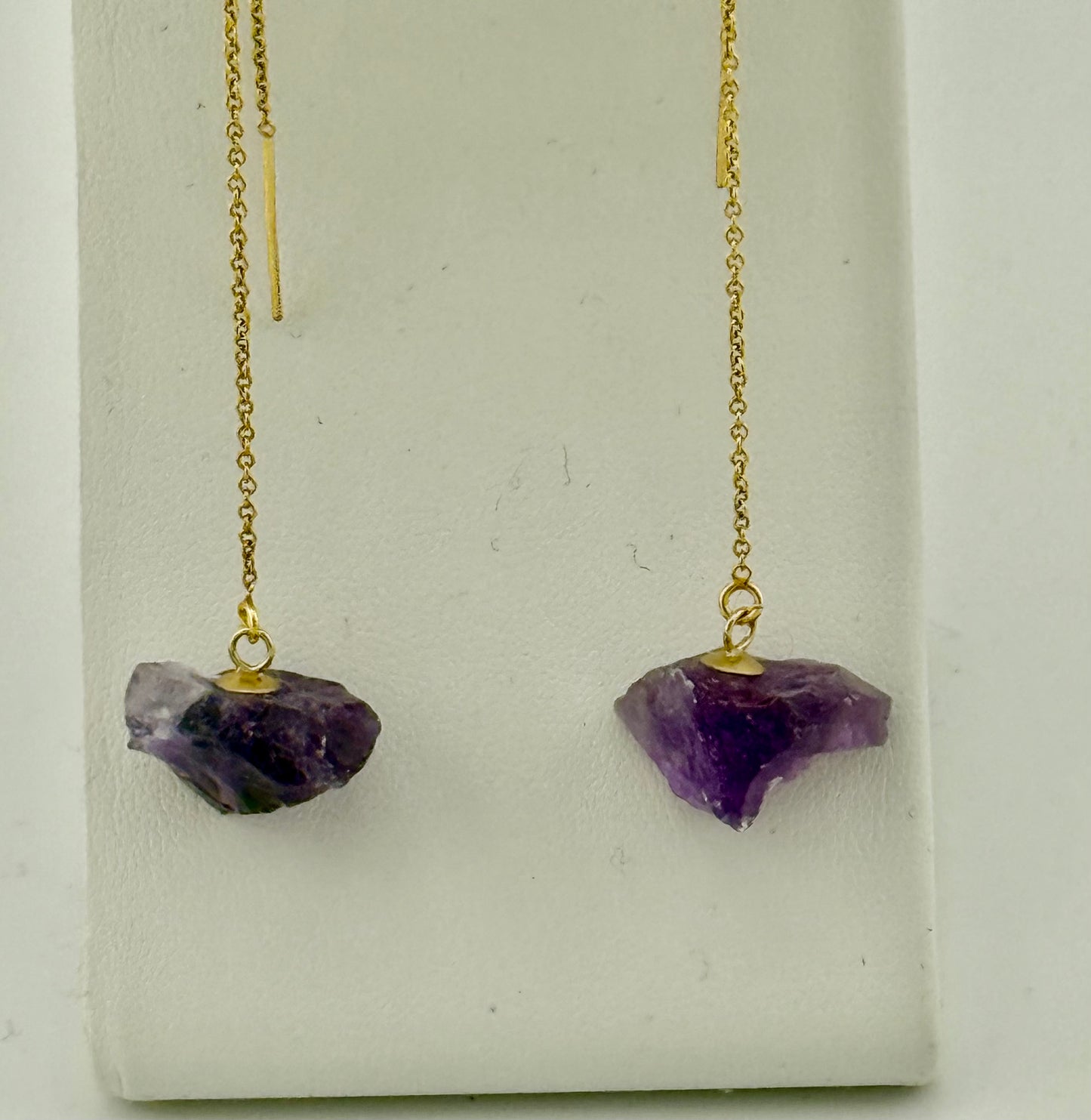 Raw amethyst Threader Earrings