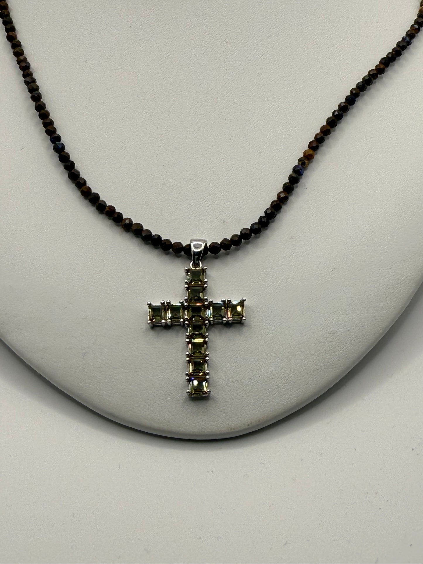Zultanite and Boulder Opal Cross Necklace