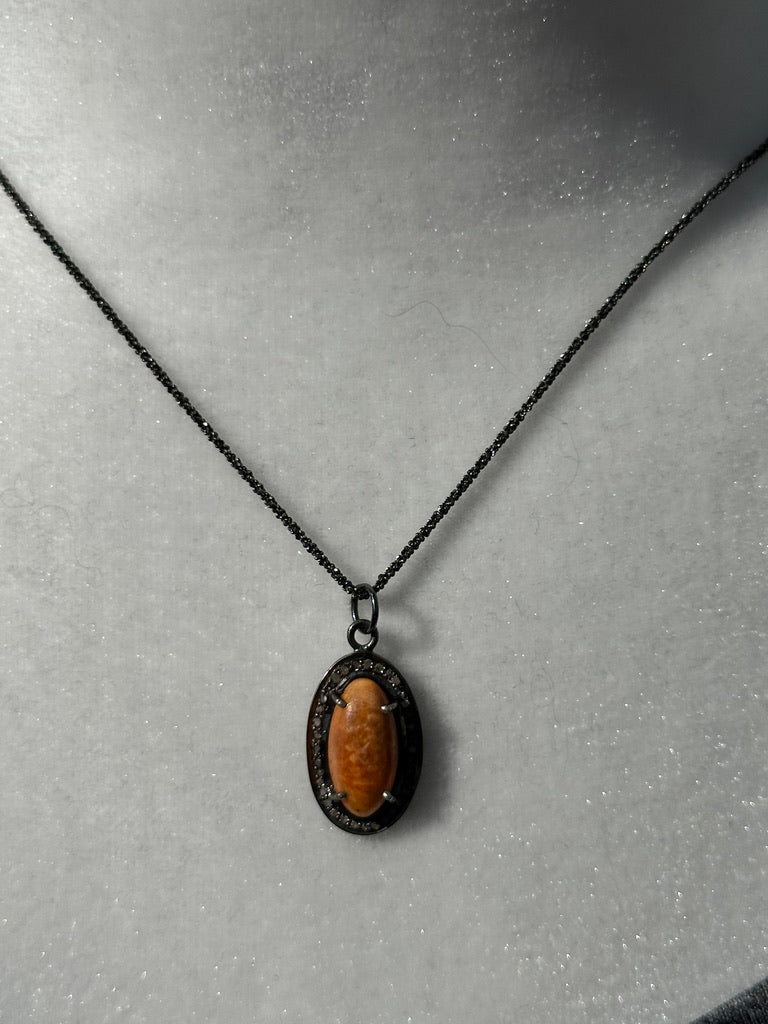 Spiny Oyster and Genuine Diamond Necklace
