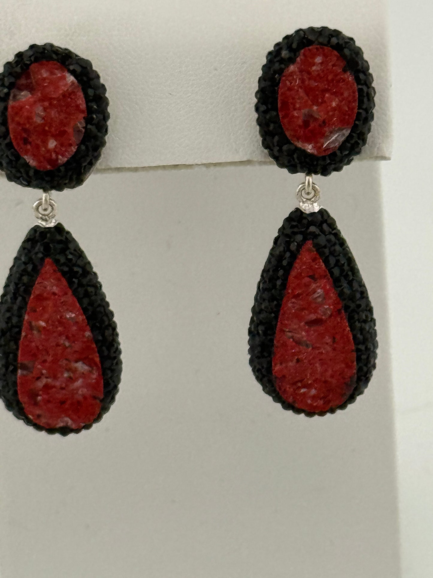 Red Jasper and Black Marcasite Earrings