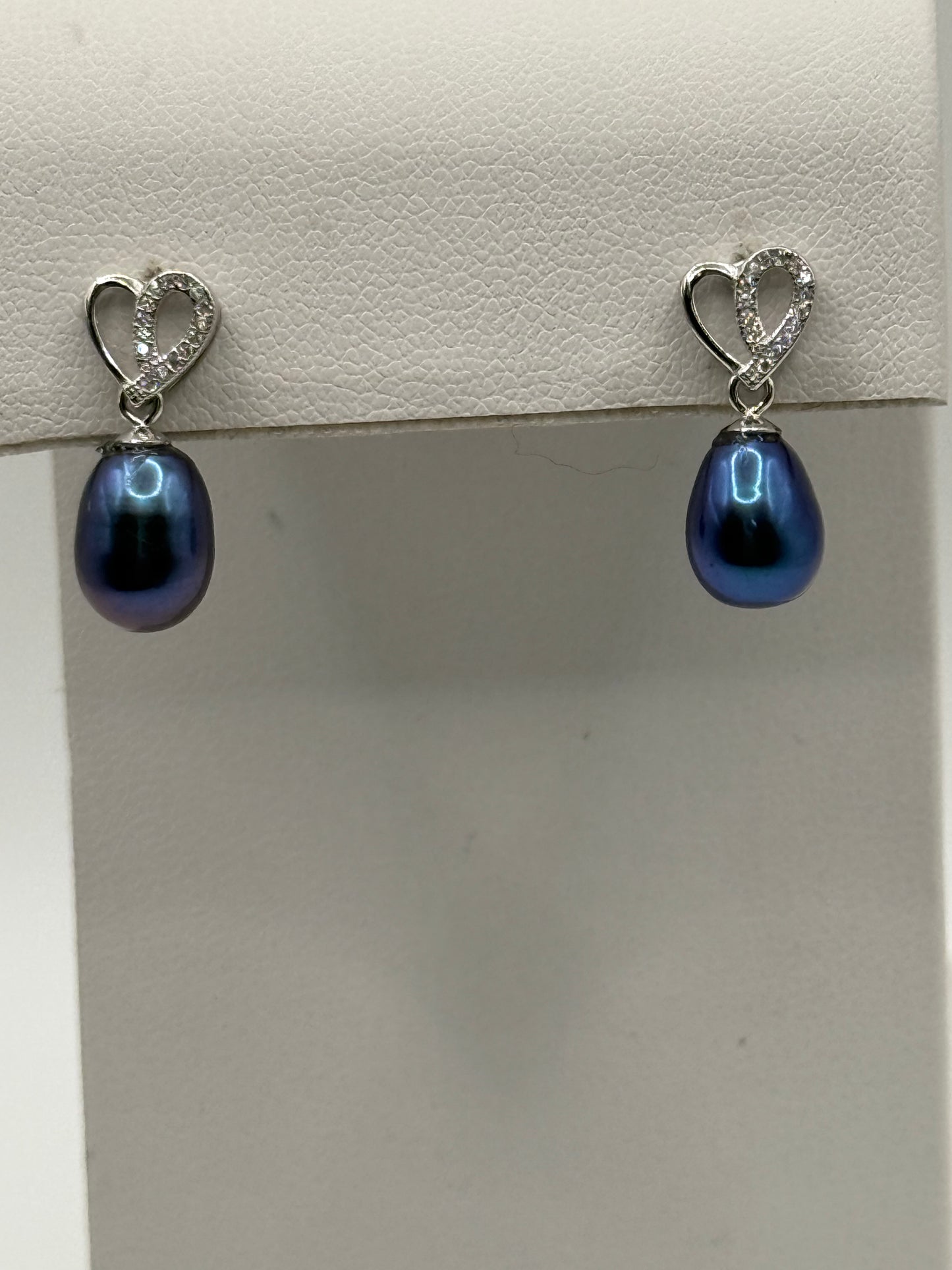 Heart and Peacock Pearl Earrings