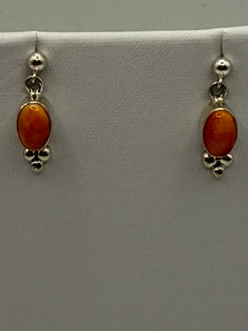 Spiny Oyster and Sterling Silver Earrings