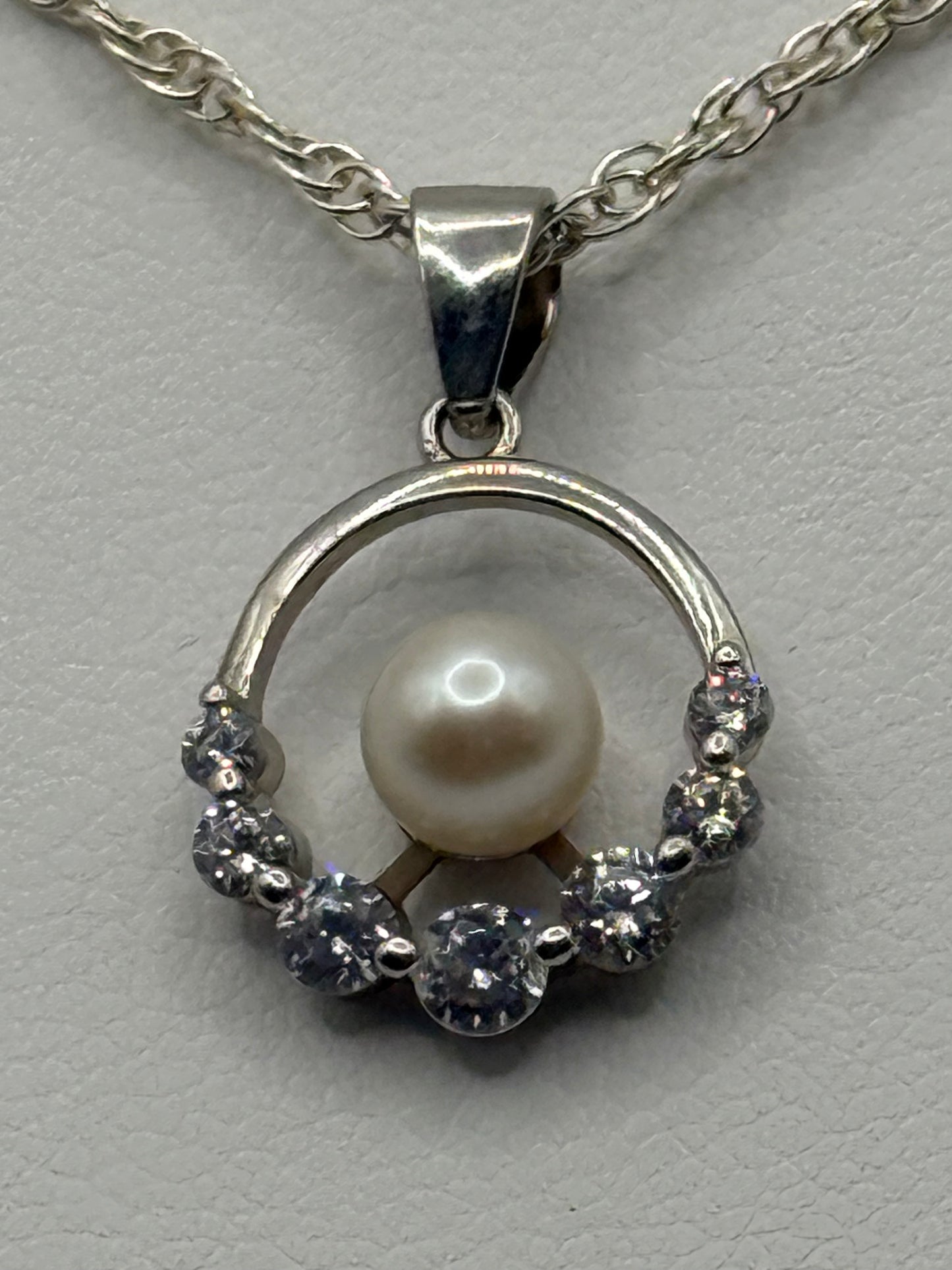 Cubic Zirconia and Pearl Necklace