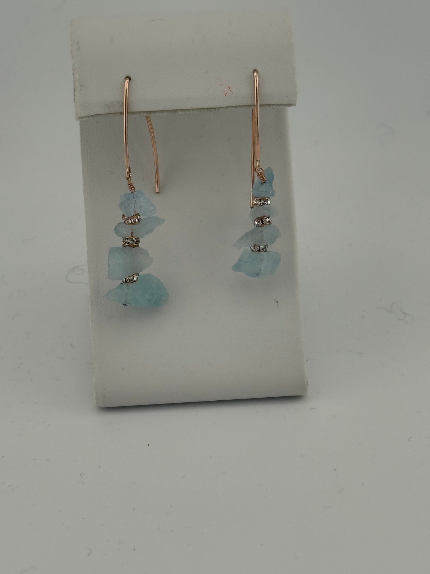 Raw Aqumarine and Crystal Earrings