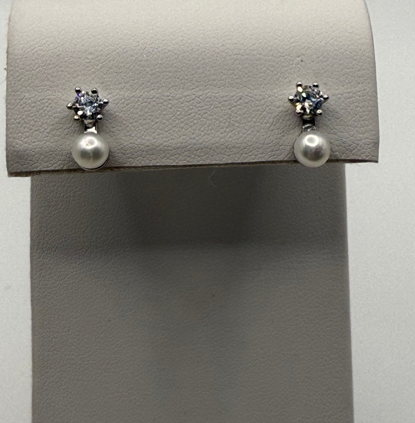 Button Pearl and CZ earrings