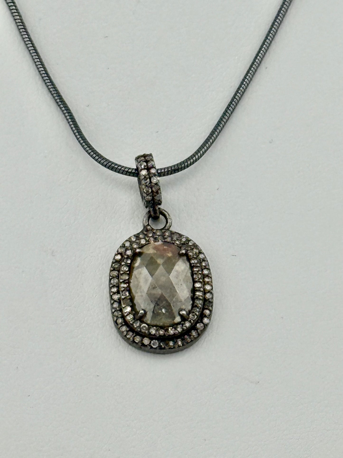 Tan/brown raw diamond necklace