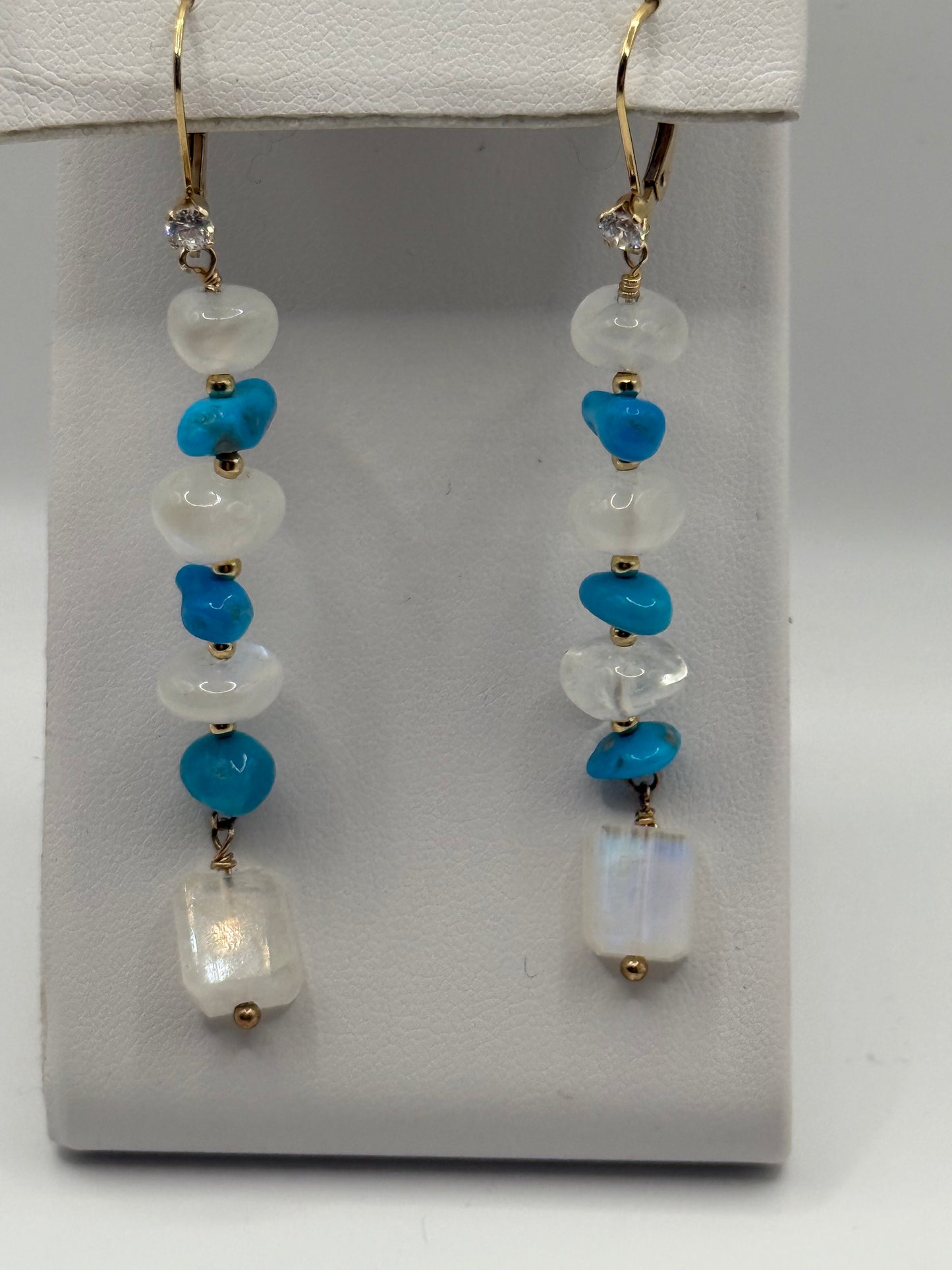 Sleeping beauty turquoise & moonstone earrings