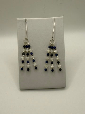 Lapis, Mother of Pearl and Sterling Silver Earrings