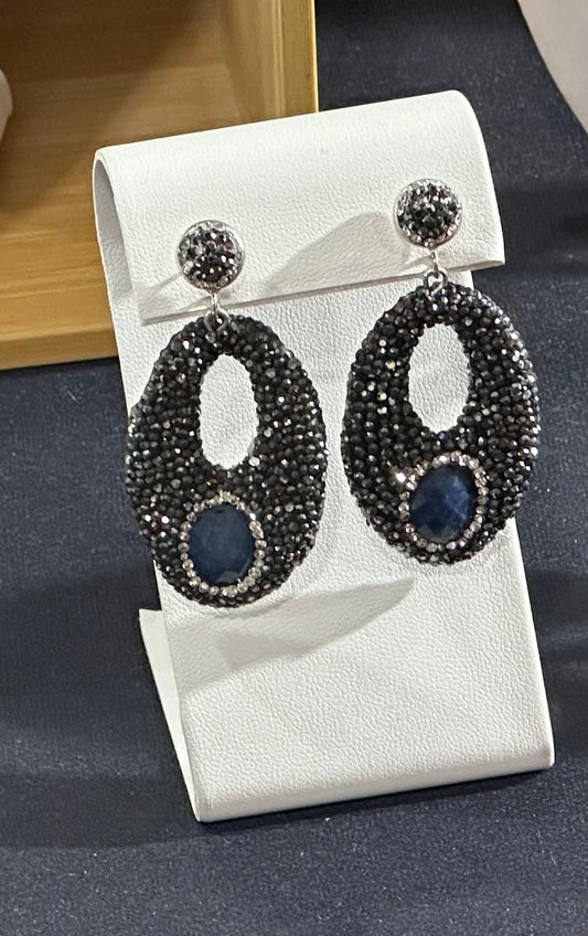 Lapis & Marcasite Earrings