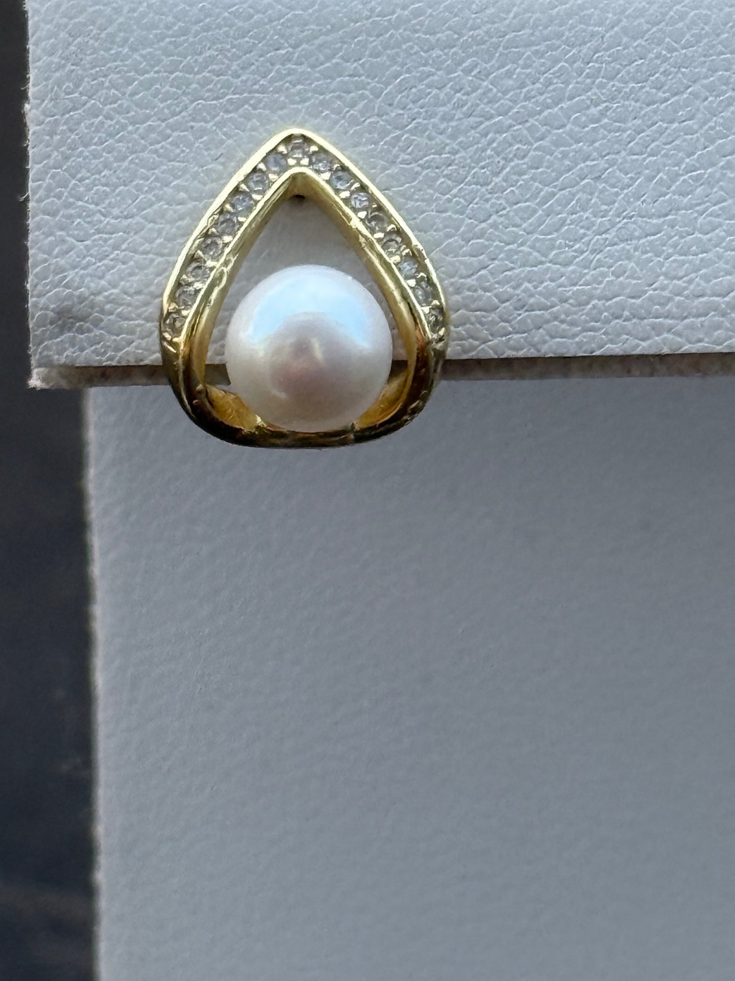 Cubic Zirconia and Pearl Tear Shaped Earrings