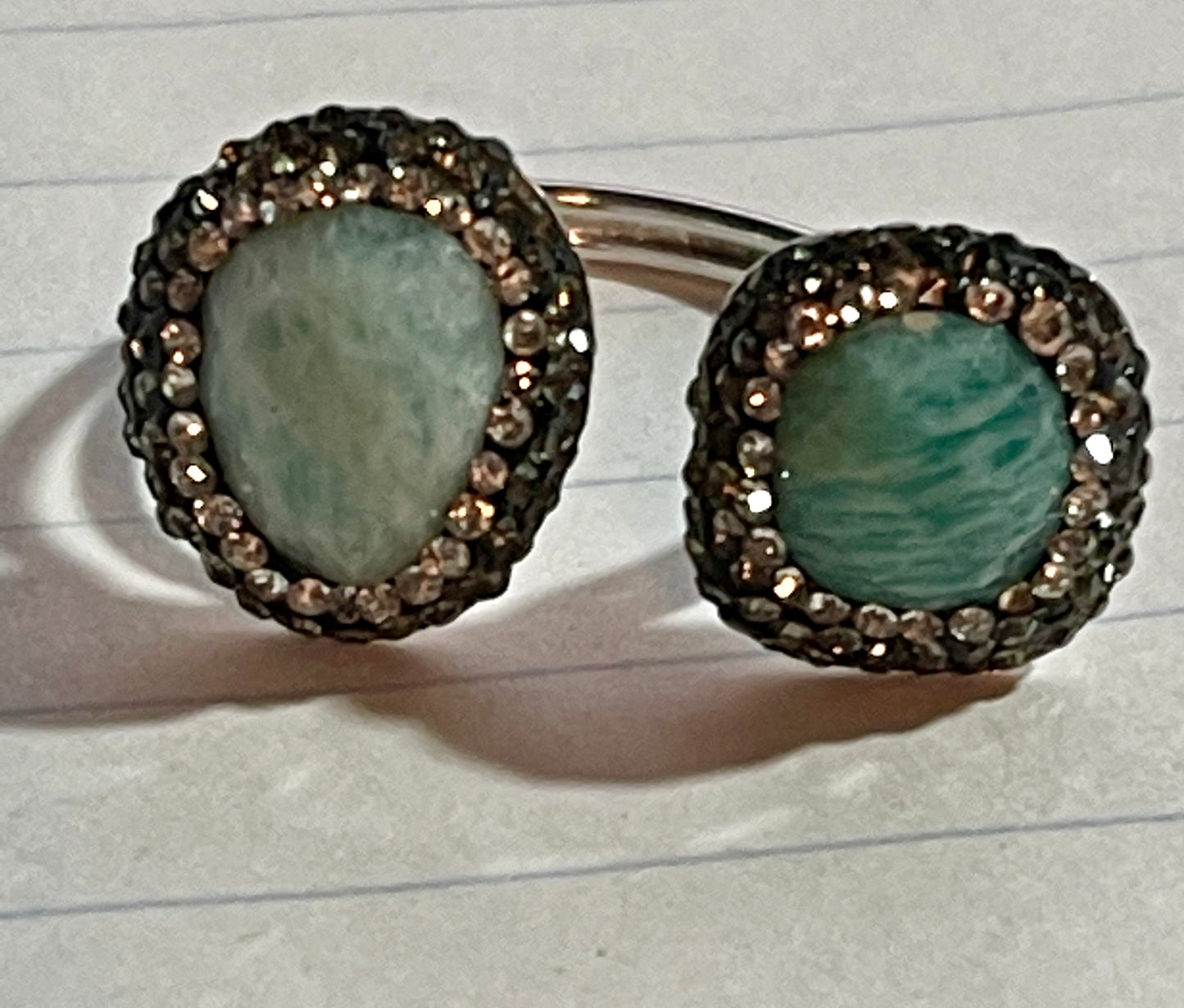 Amazonite and Cubic Zirconia Ring