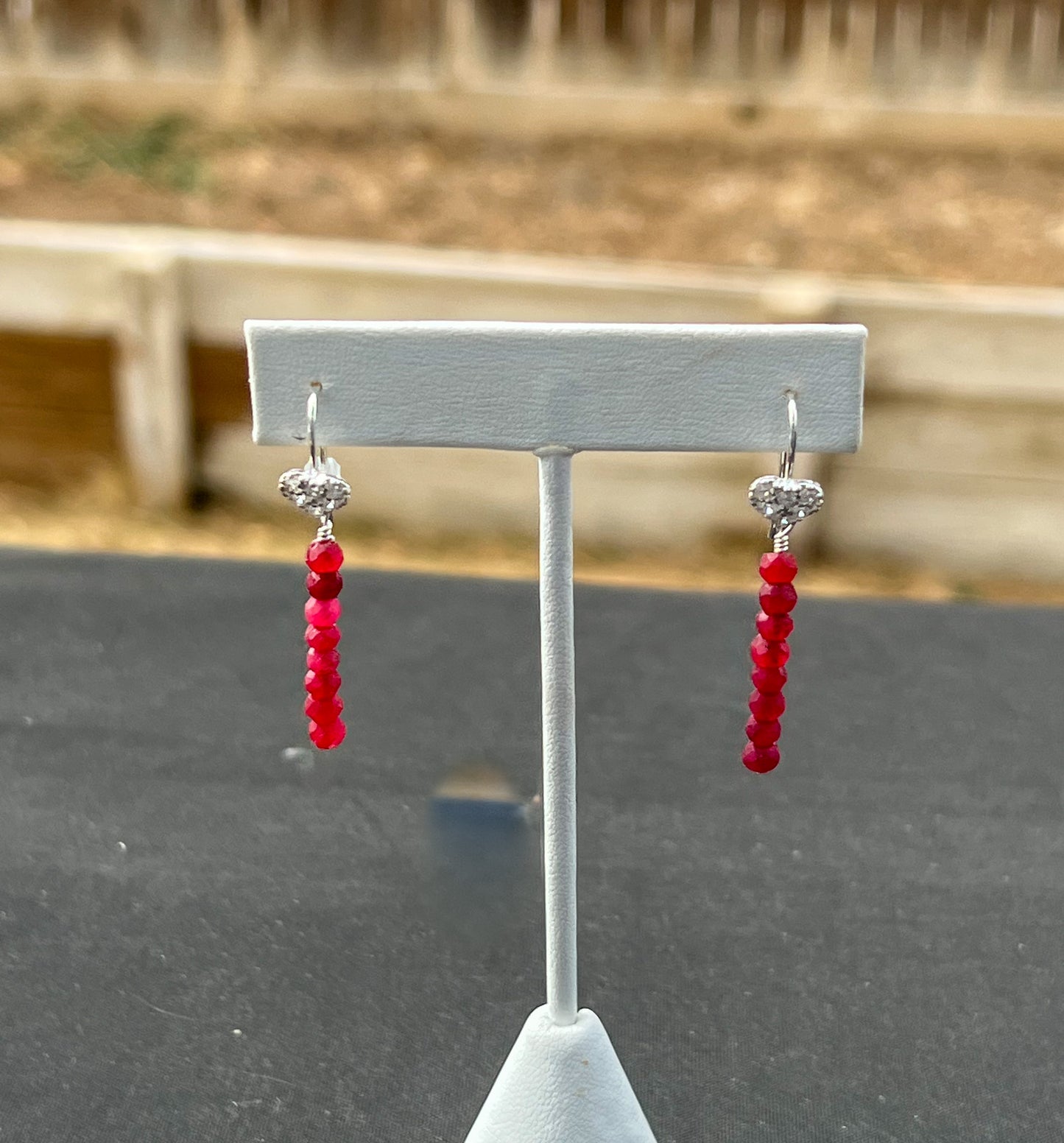 Ruby and Cubic Zirconia earrings