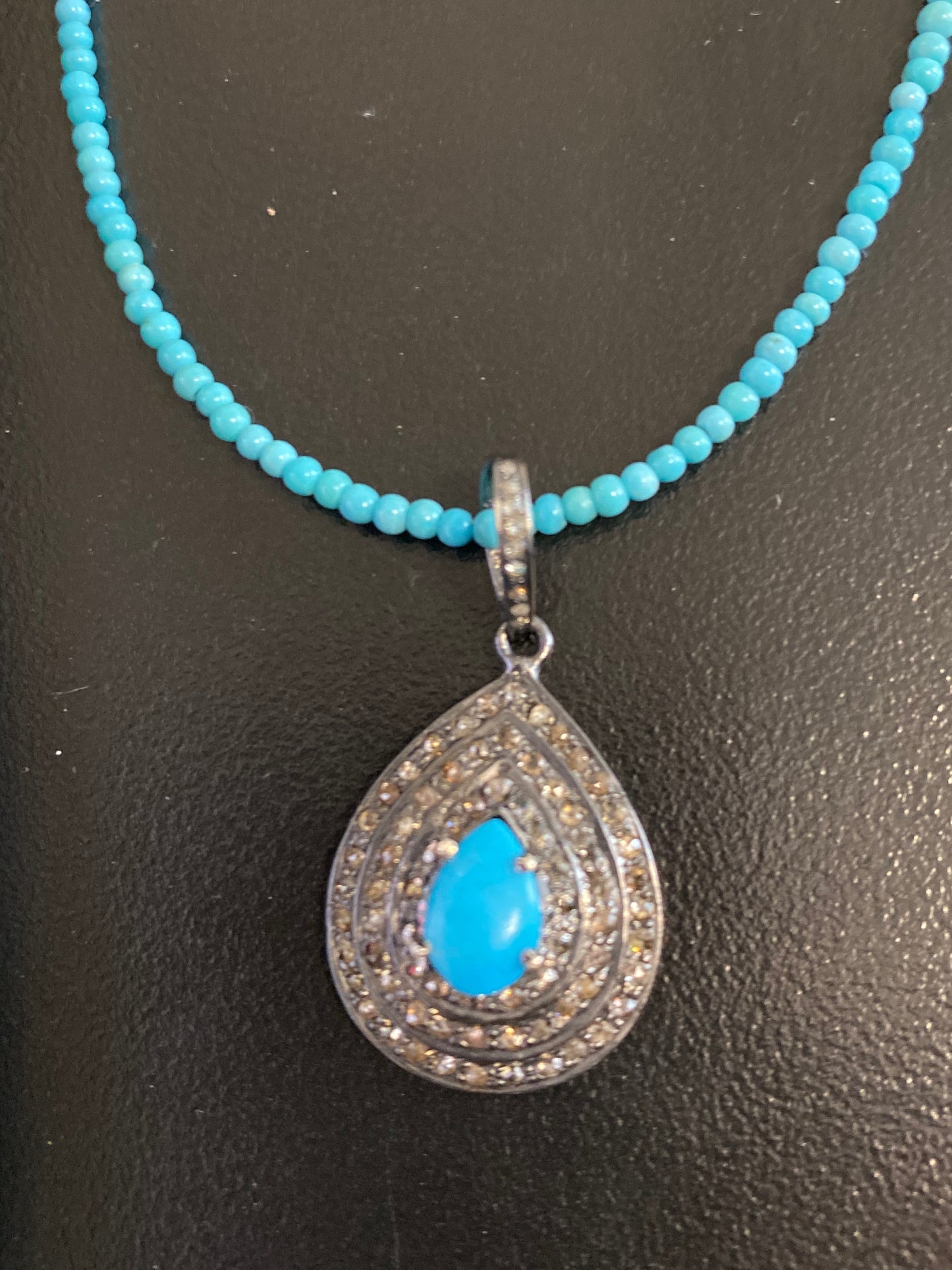 Sleeping Beauty Turquoise and Diamond Necklace
