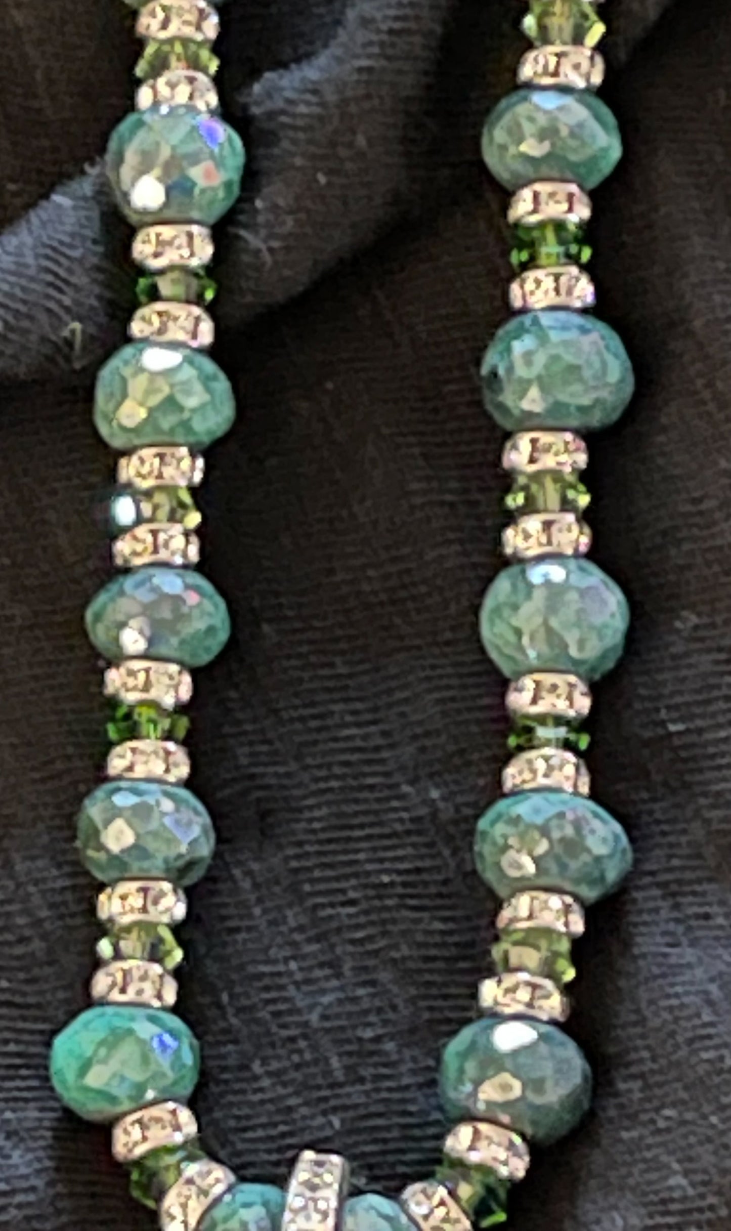 Emerald, Swarovski Crystal and Tassel Necklace