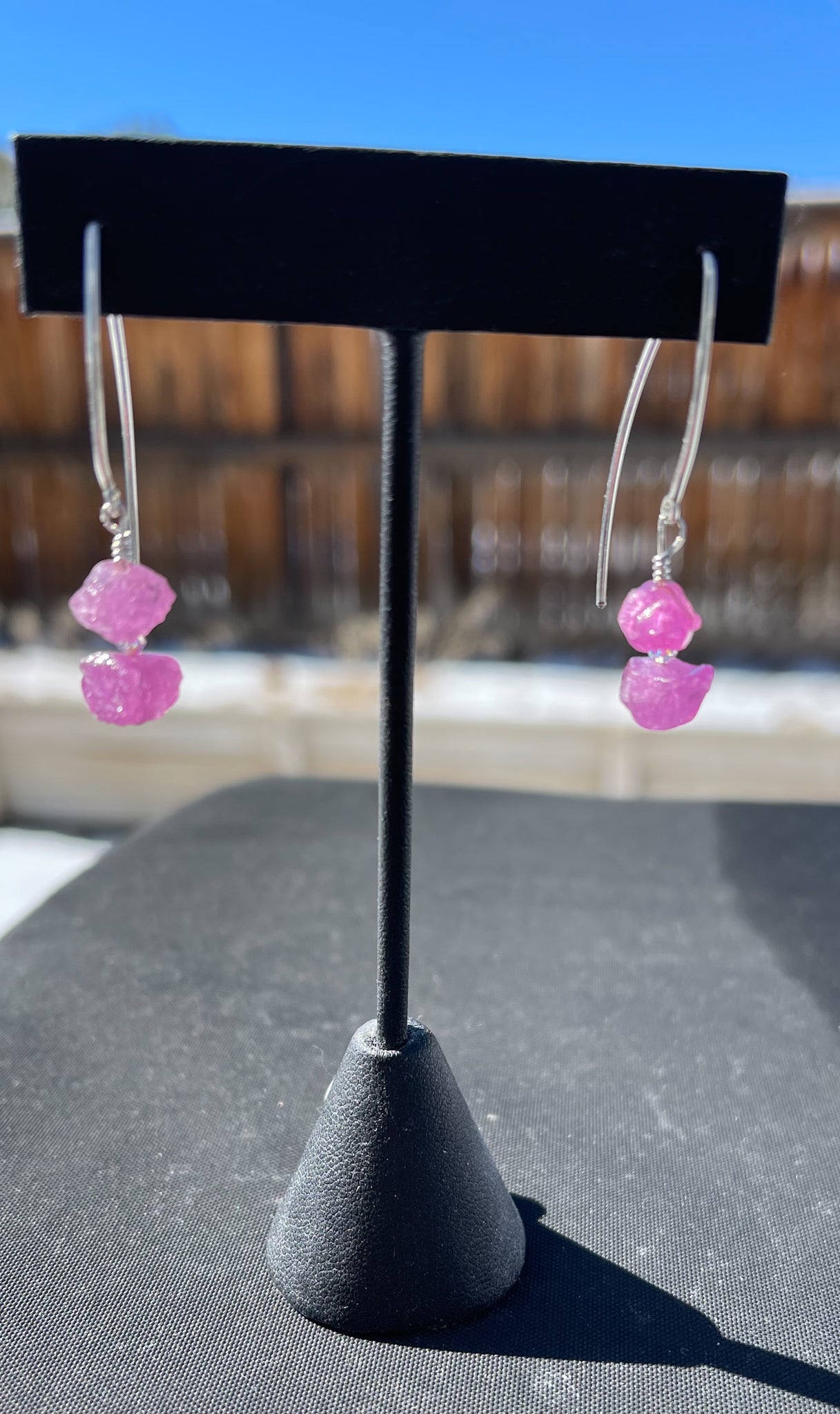 Pink Sapphire Swarovski Crystal and Sterling Silver Earrings