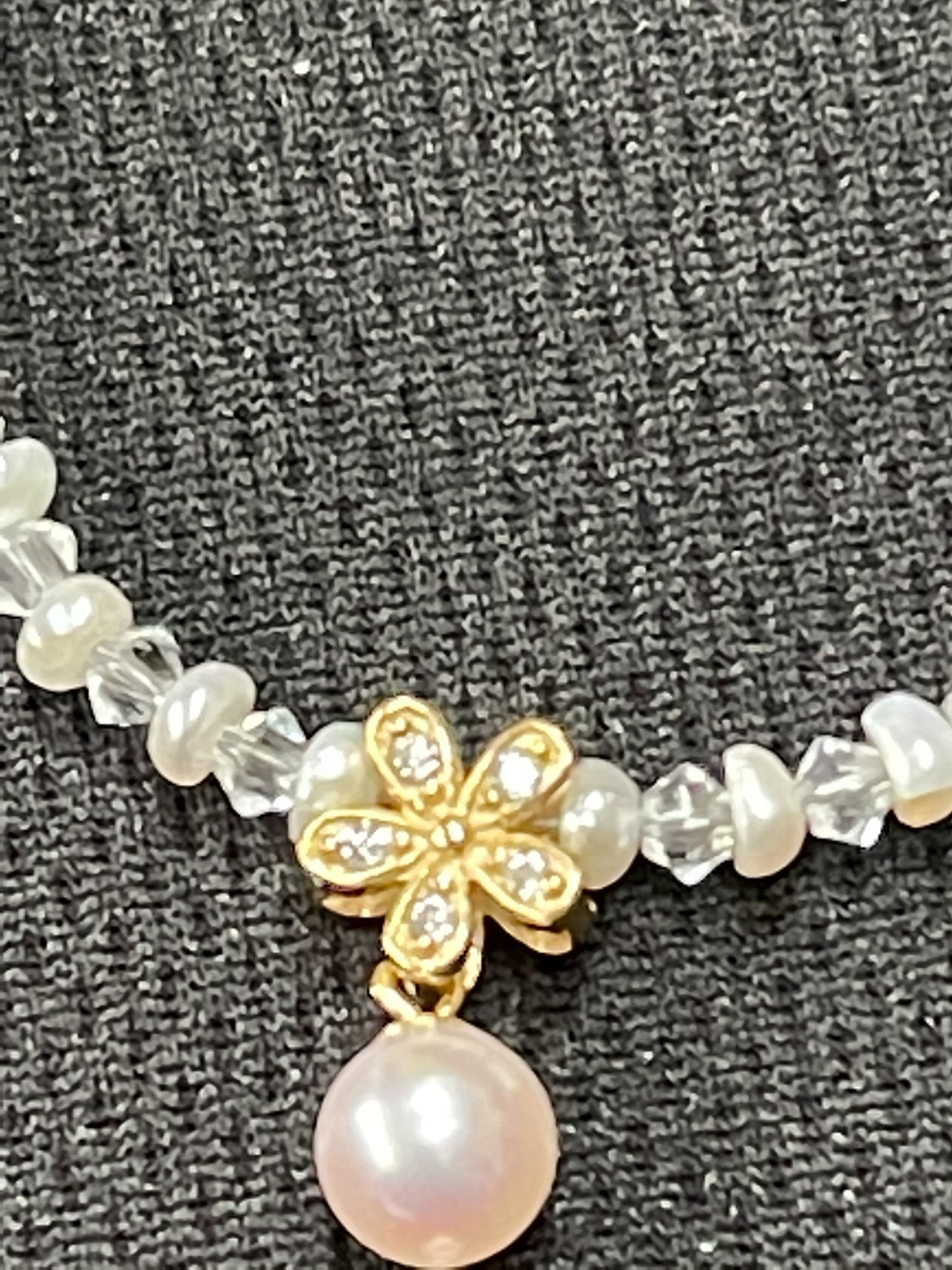 Pearl Swarovski Crystal and Cubic Zirconia necklace