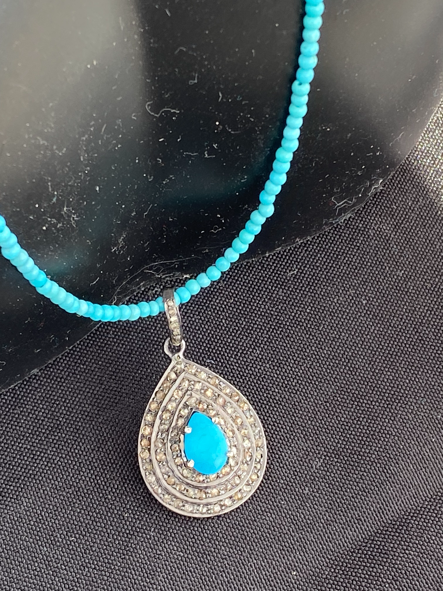 Sleeping Beauty Turquoise and Diamond Necklace