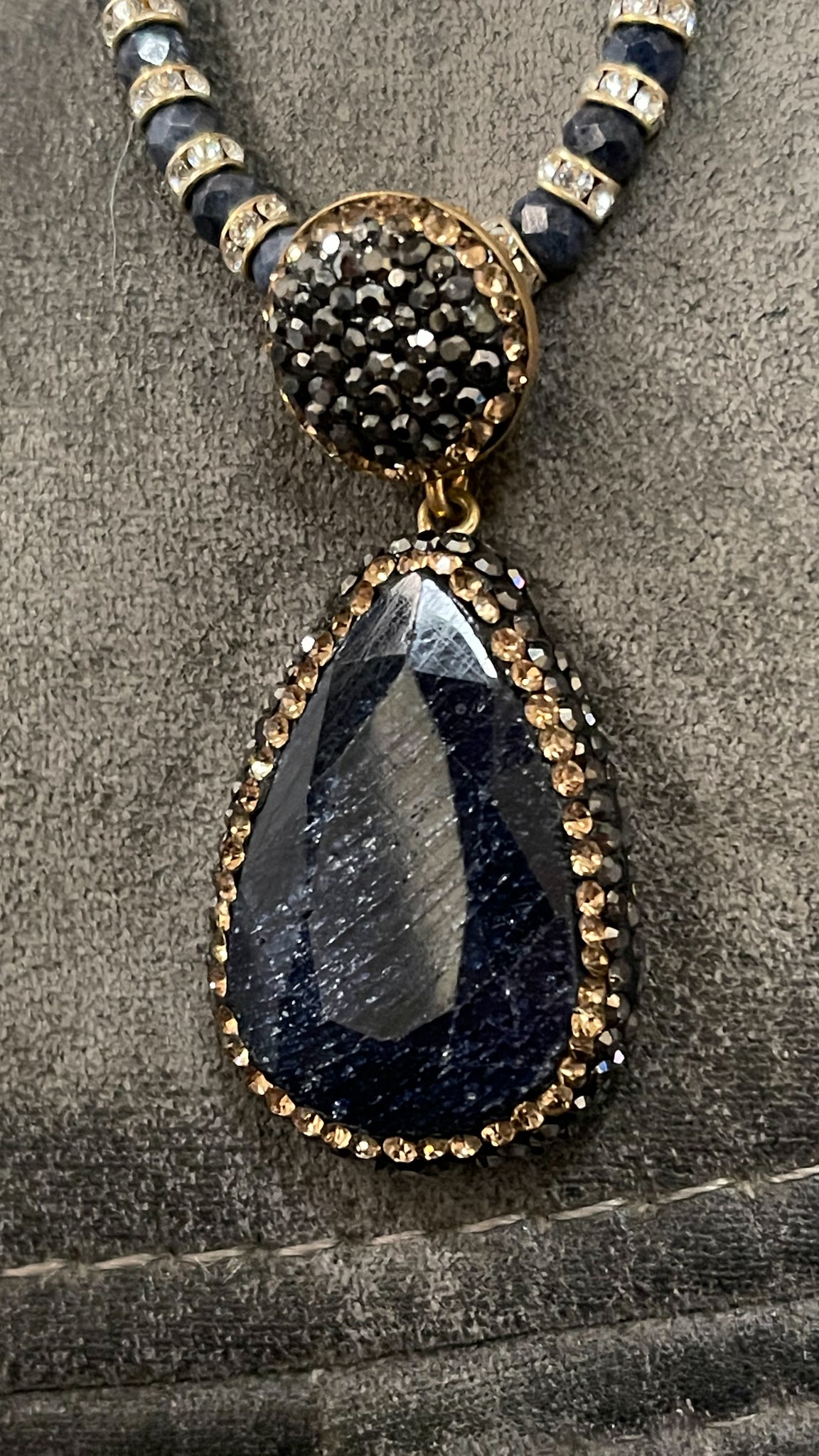 Sapphire and Swarovski Crystal Necklace