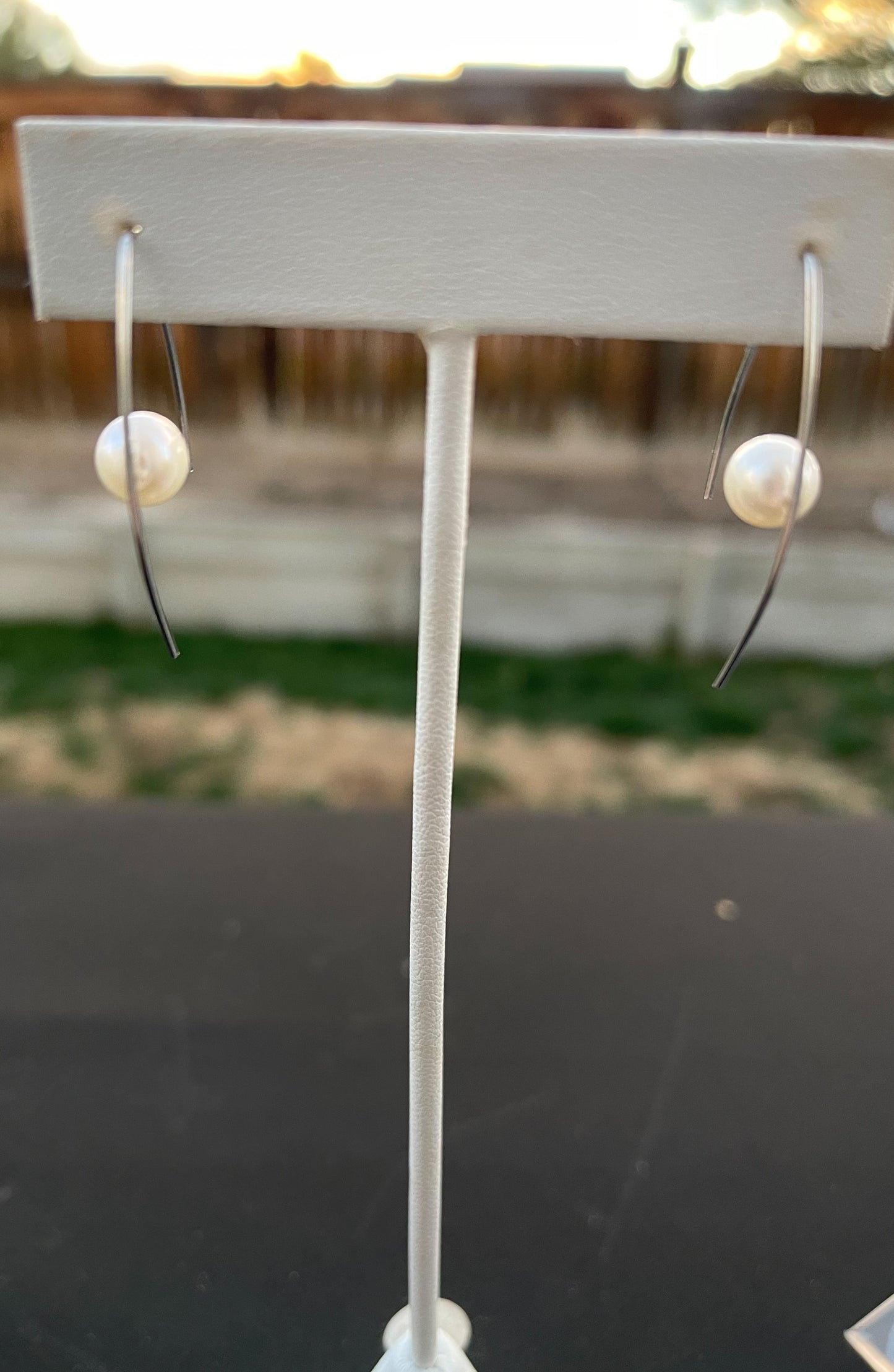 Sterling Silver Hook and Pearl Earrings