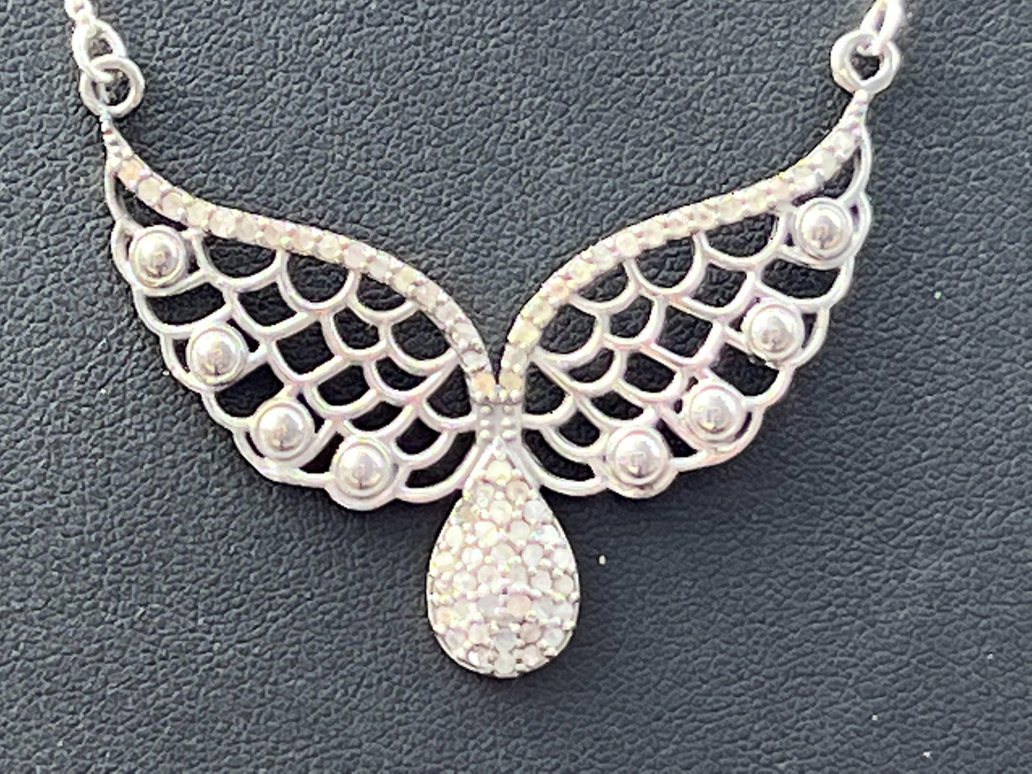 Genuine Diamond and Sterling Silver wing Necklace