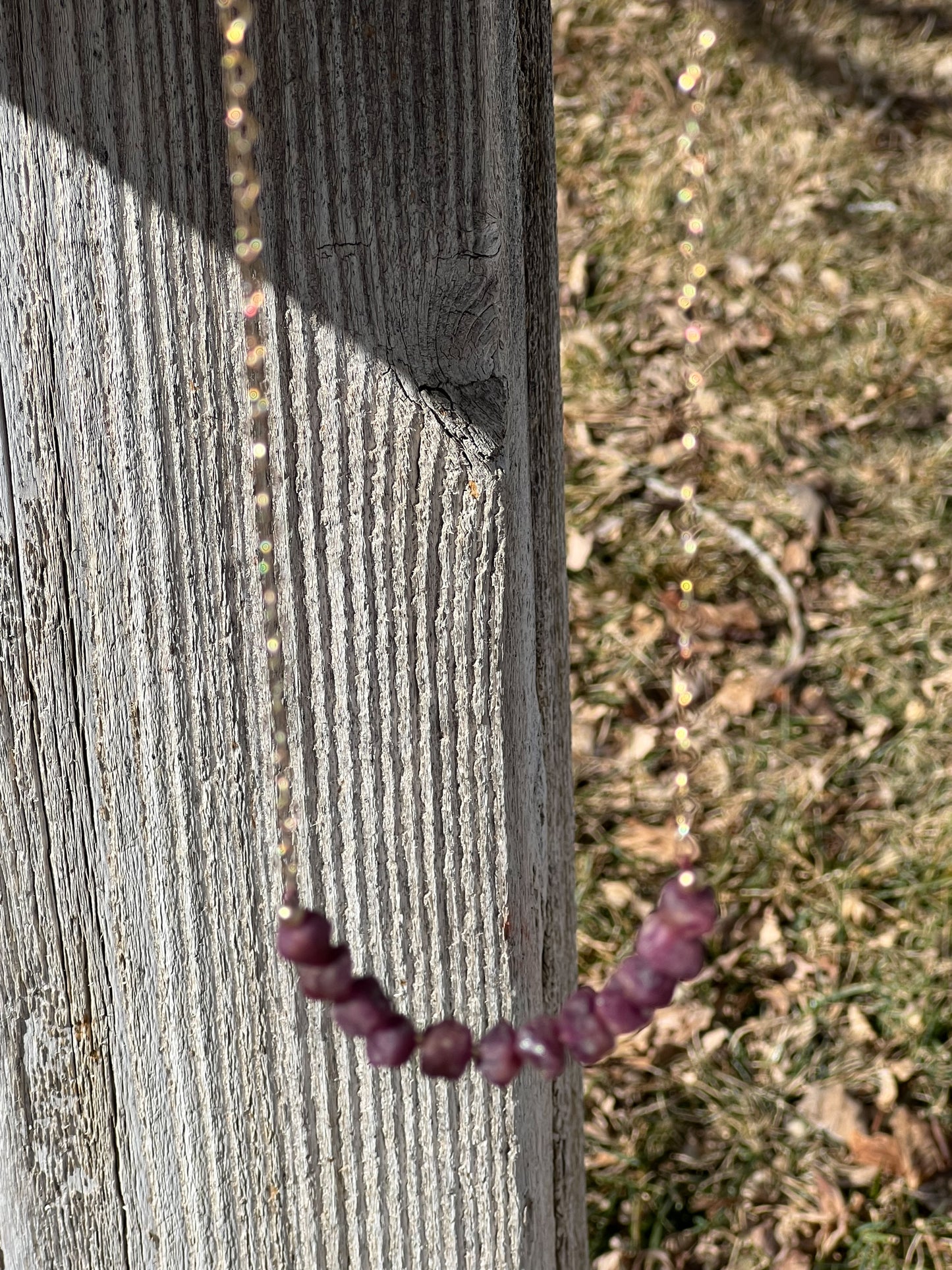 Raw Ruby and Gold Vermeil over Sterling Silver Necklace