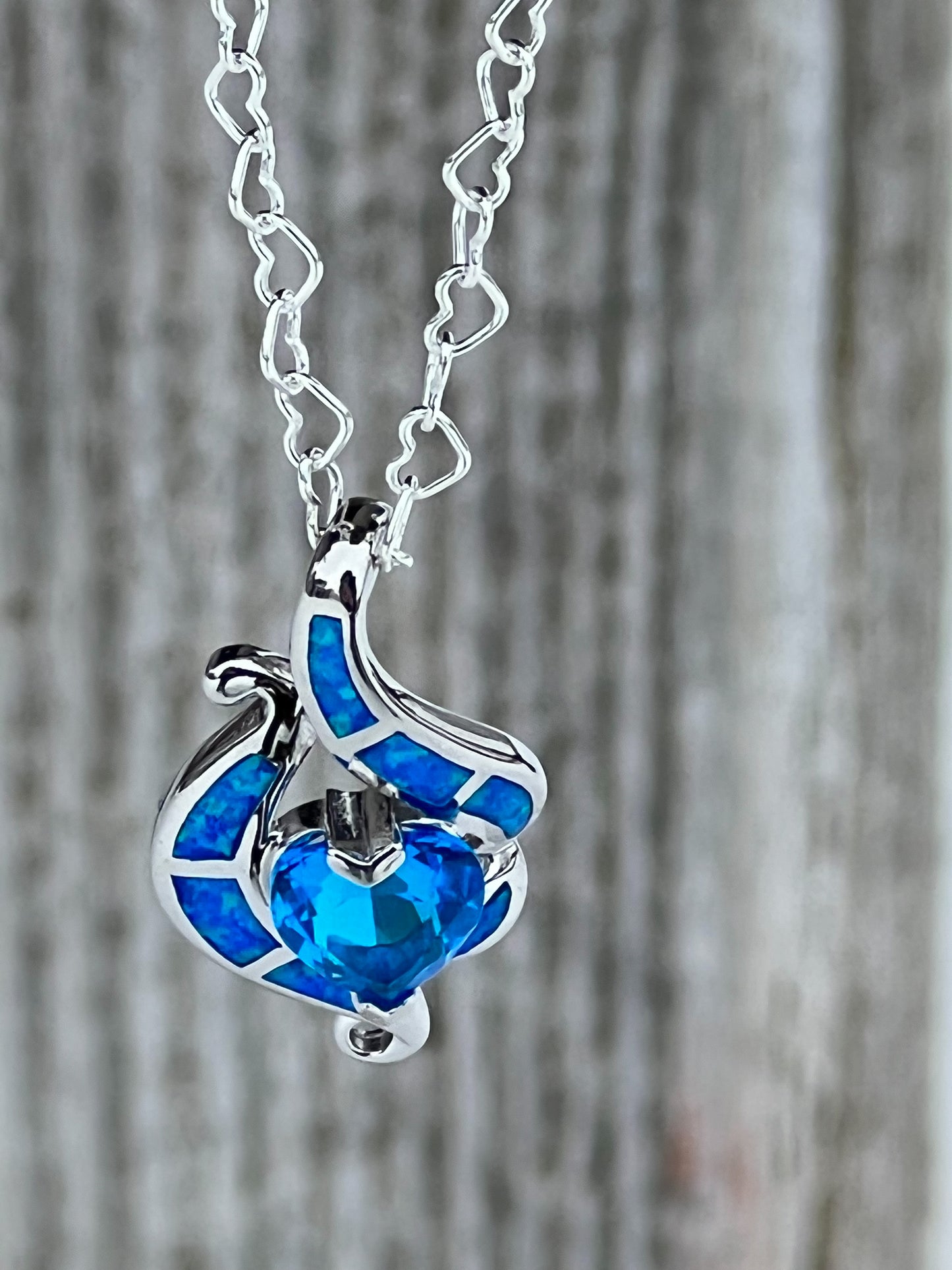 Blue Topaz and Synthetic Opal Necklace