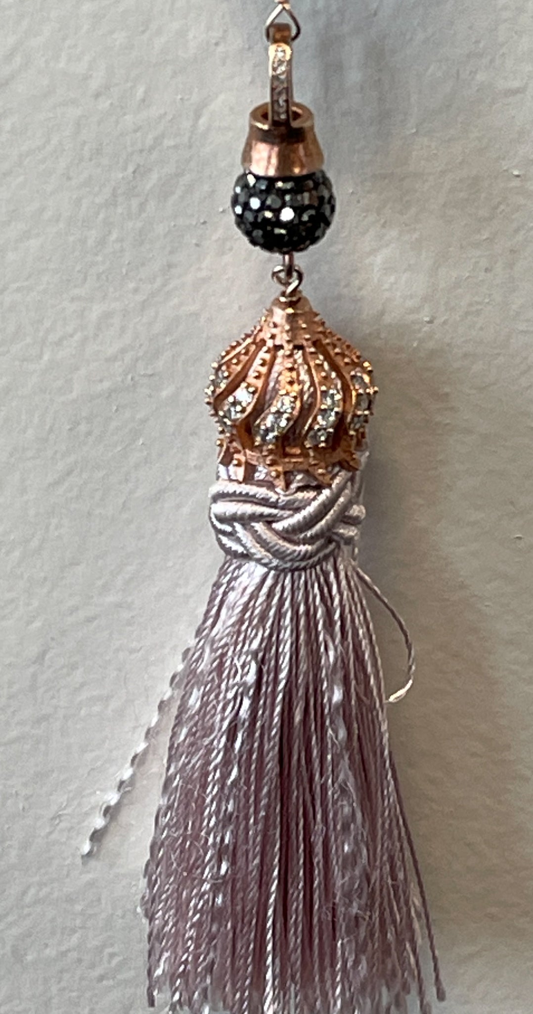 Turquoise, Black Spinel and Tassel Necklace