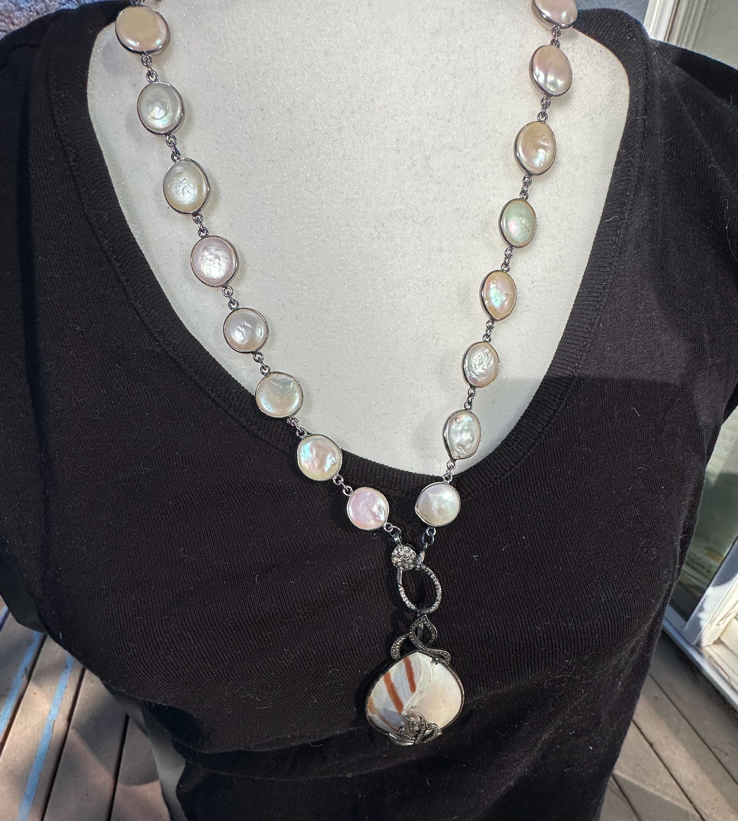 Mother of Pearl & Diamond Necklace
