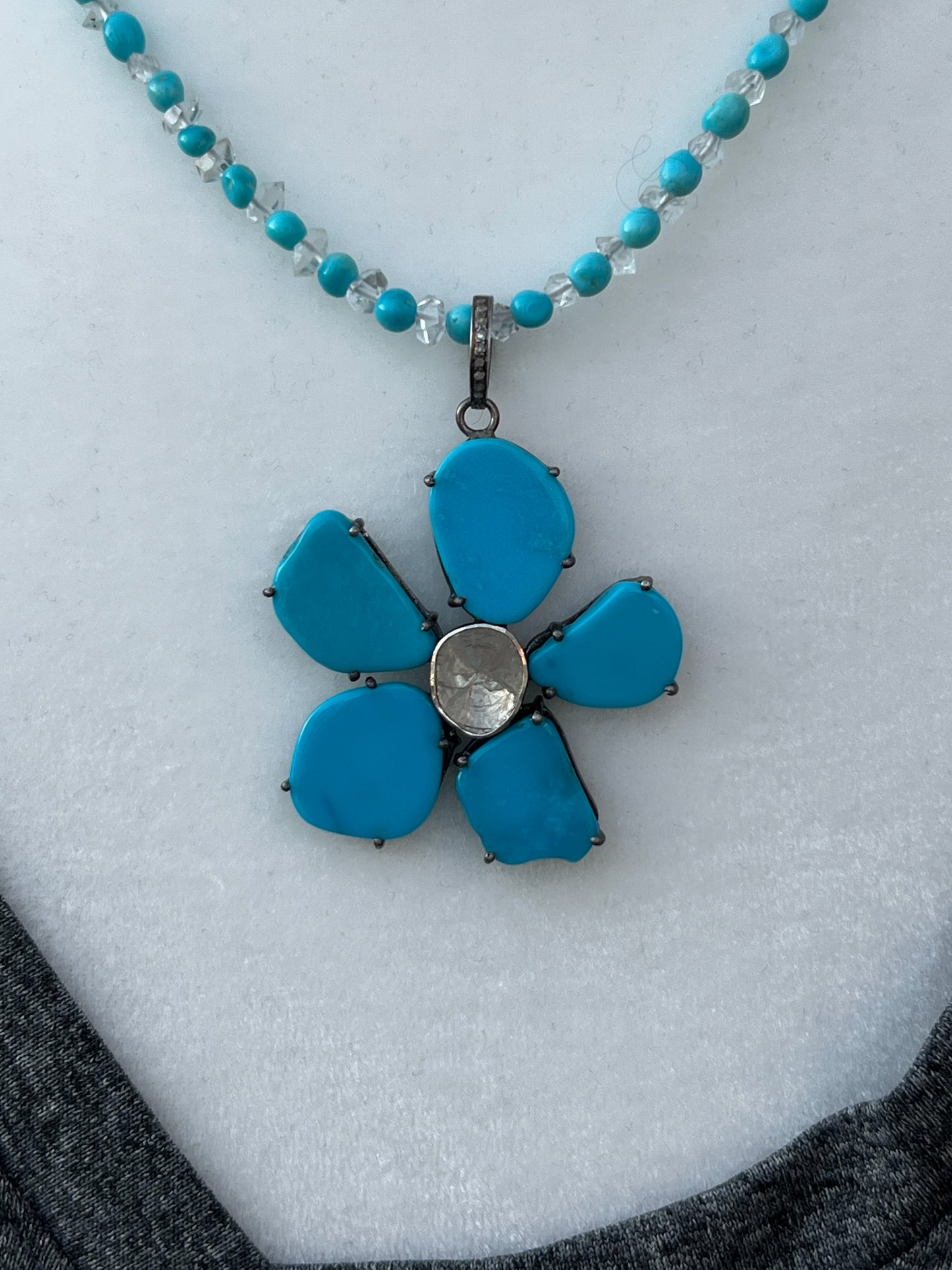 Sleeping Beauty Turquoise and Diamond Necklace