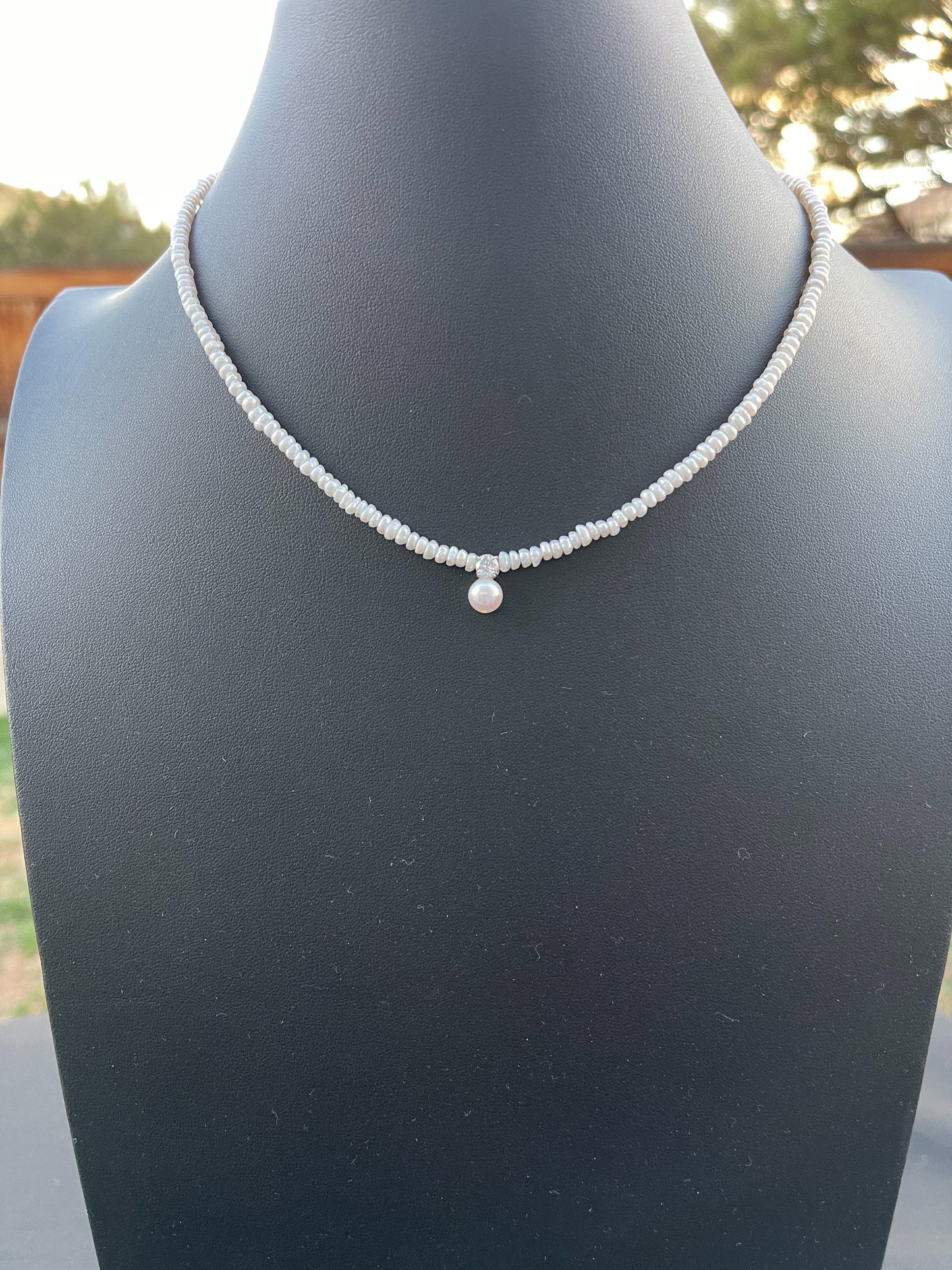 Pearl and Cubic Zirconia Necklace