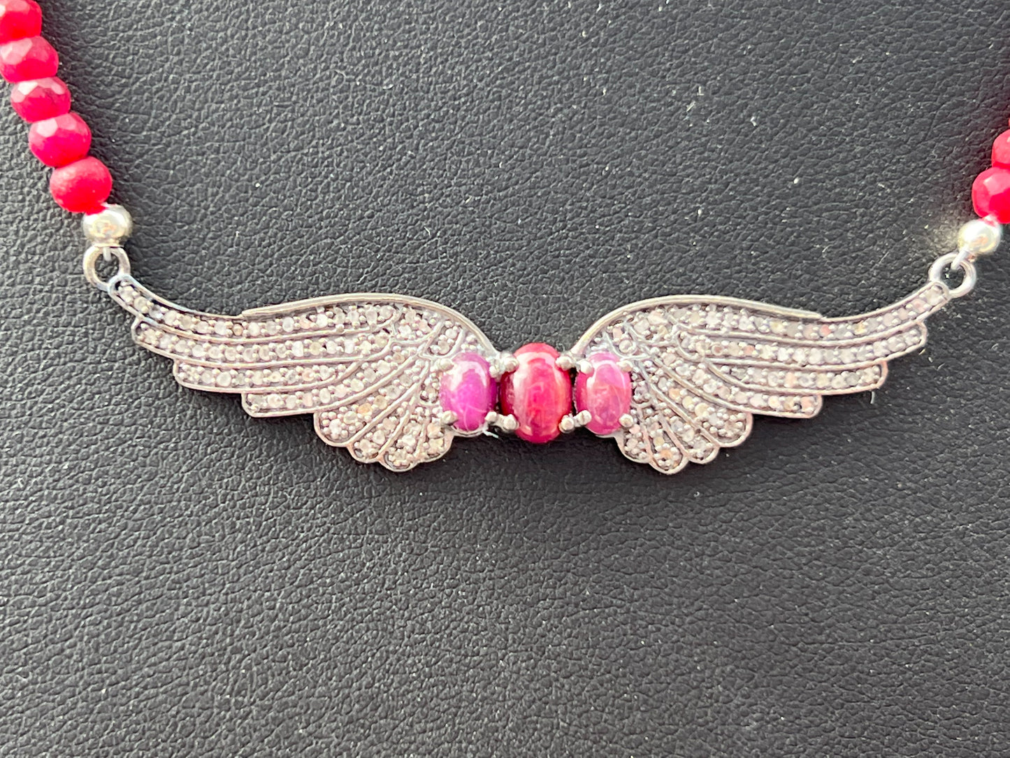 Ruby and Diamond Wing Necklace