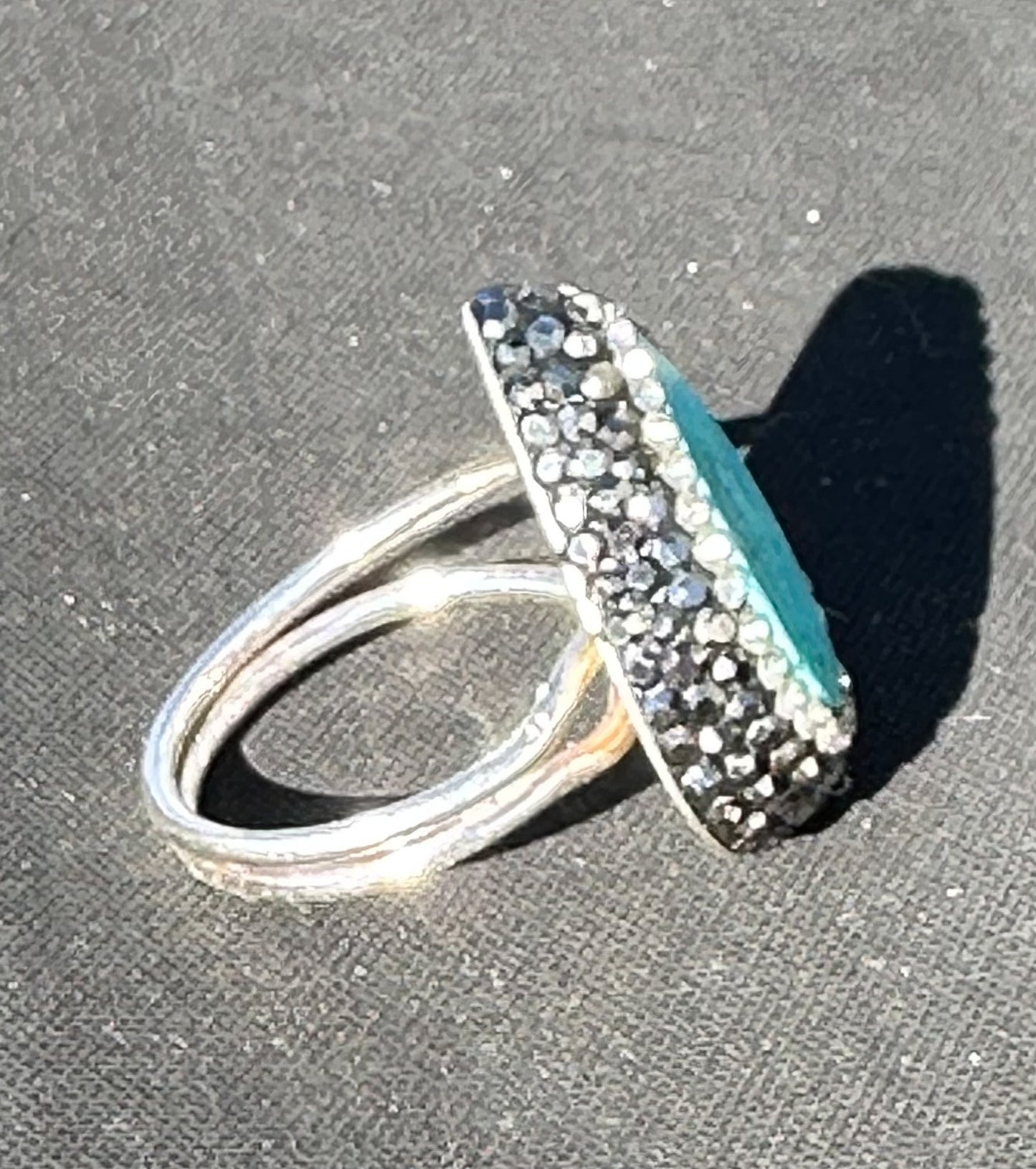 Turquoise and Swarovski Crystal Adjustable Ring